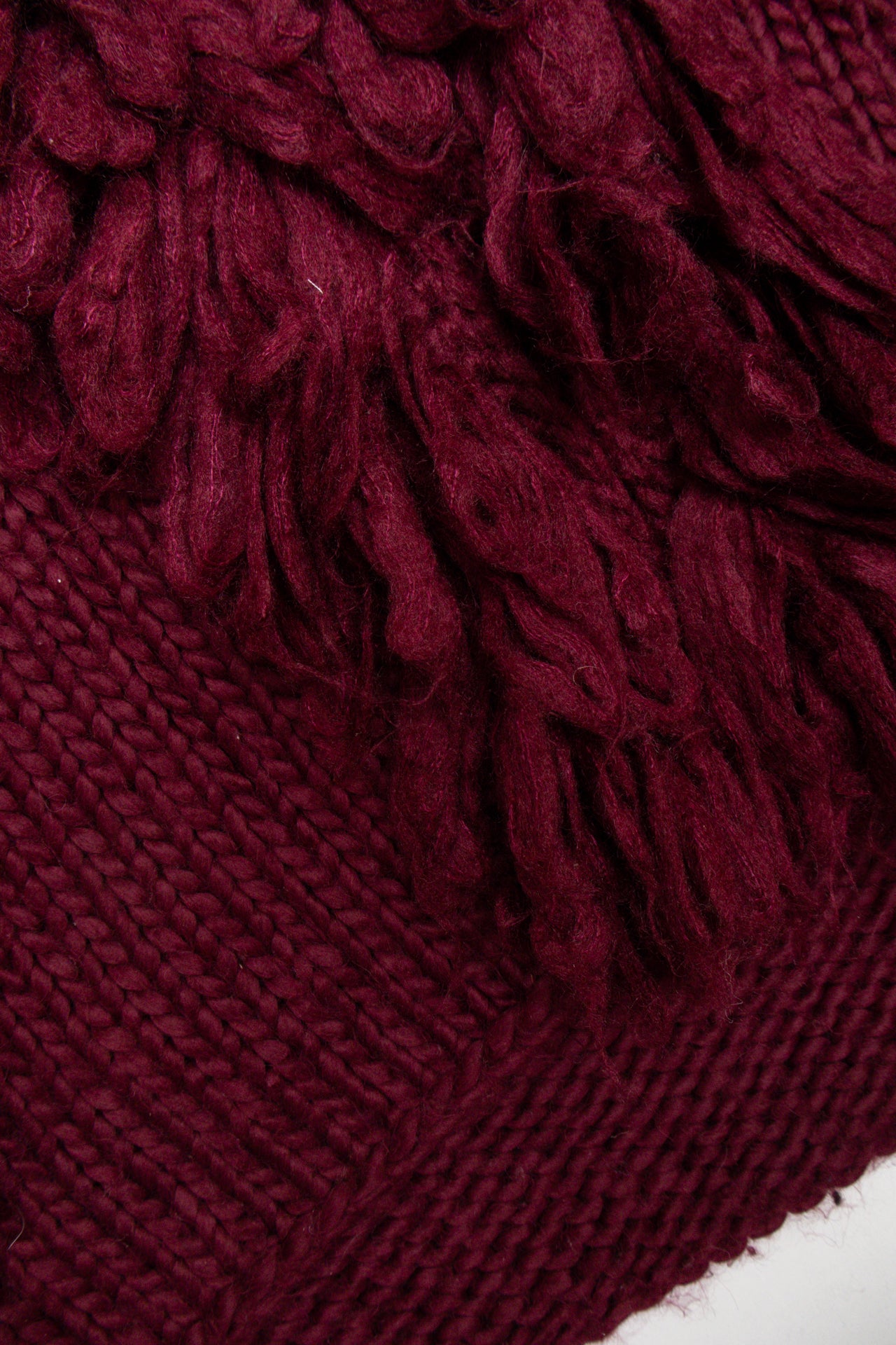#96 Burgundy wool blend w shaggy trim | Size 12 | C. 152
