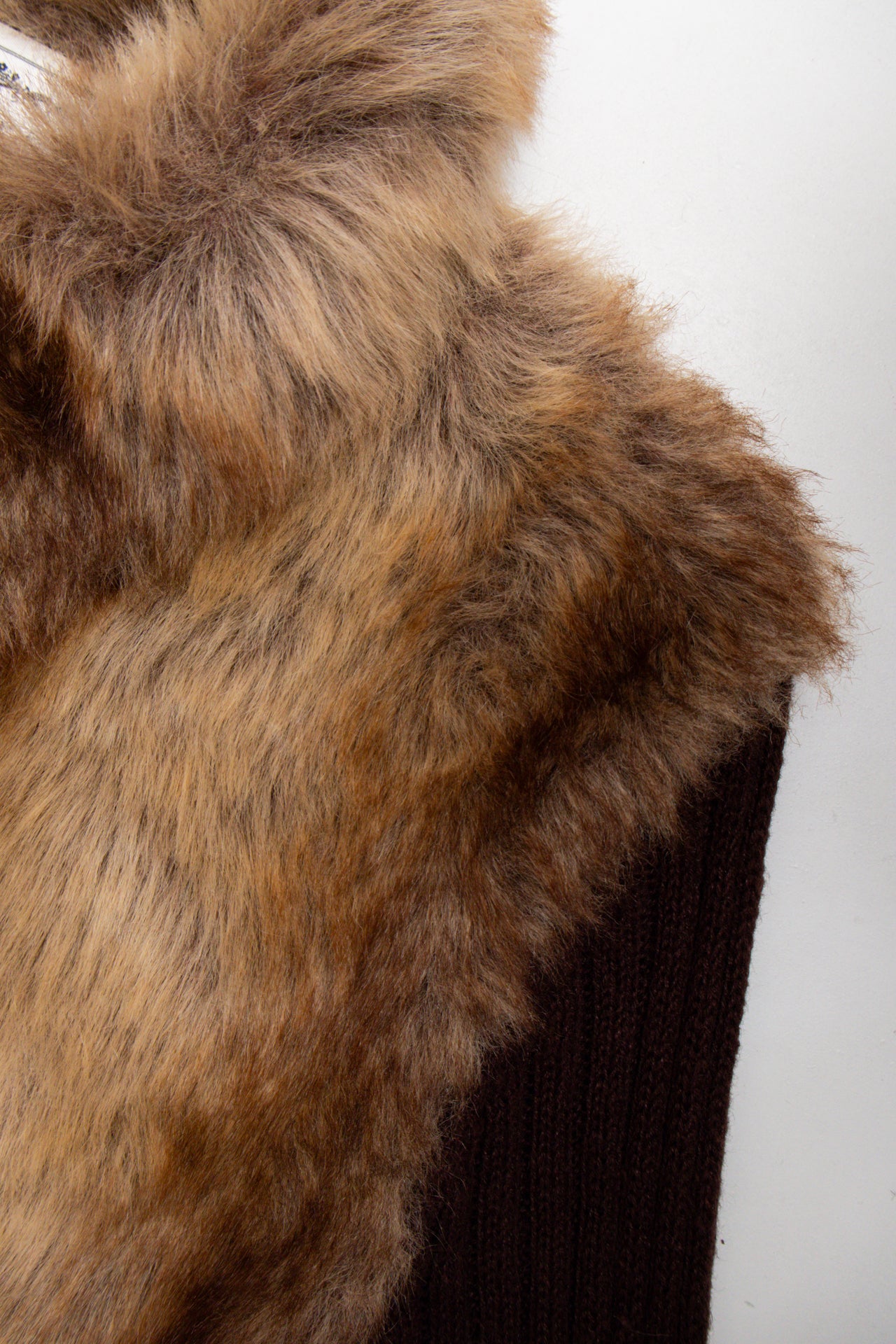 #101 Brown Faux fur knit jacket | Size 12 | C. 152