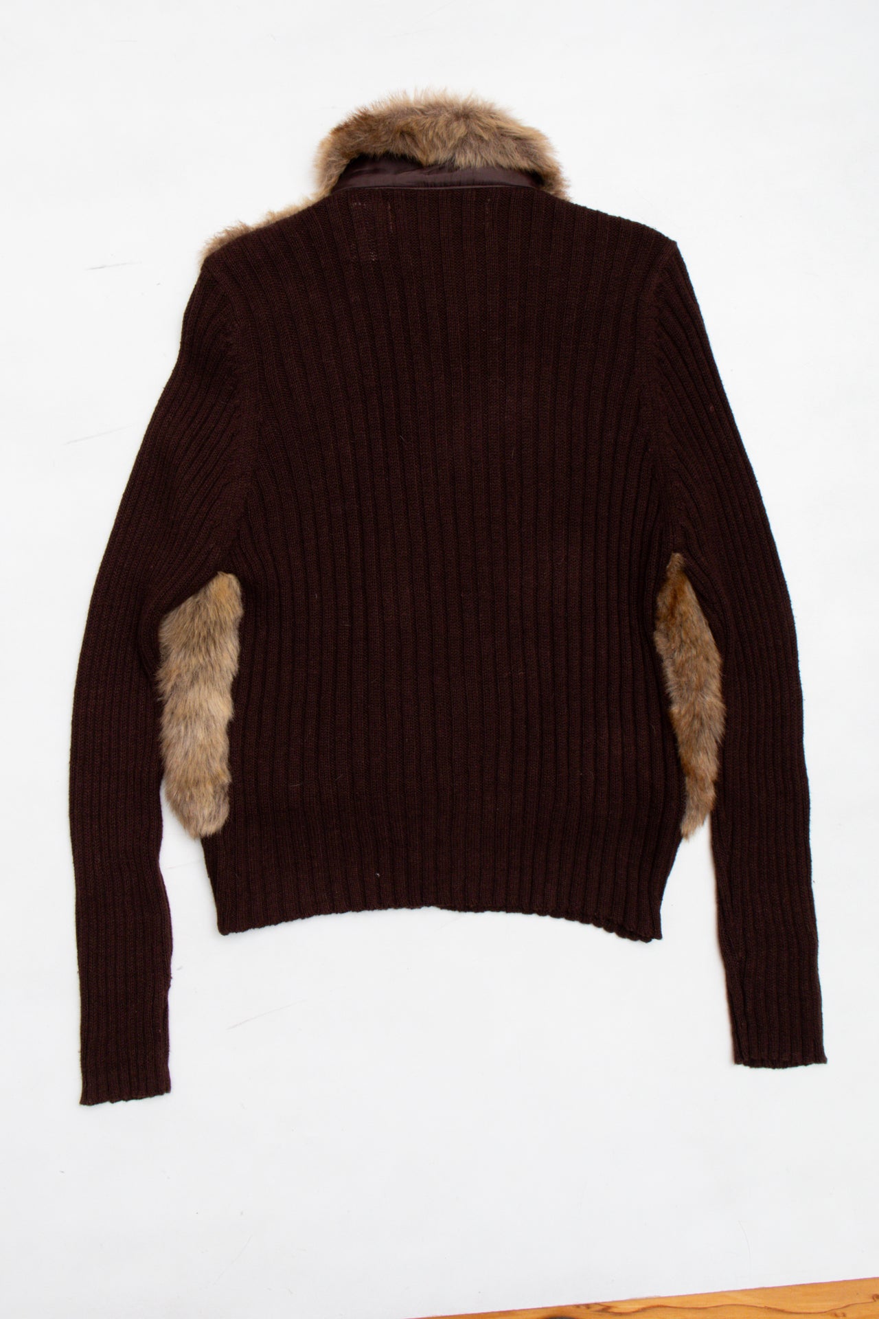 #101 Brown Faux fur knit jacket | Size 12 | C. 152
