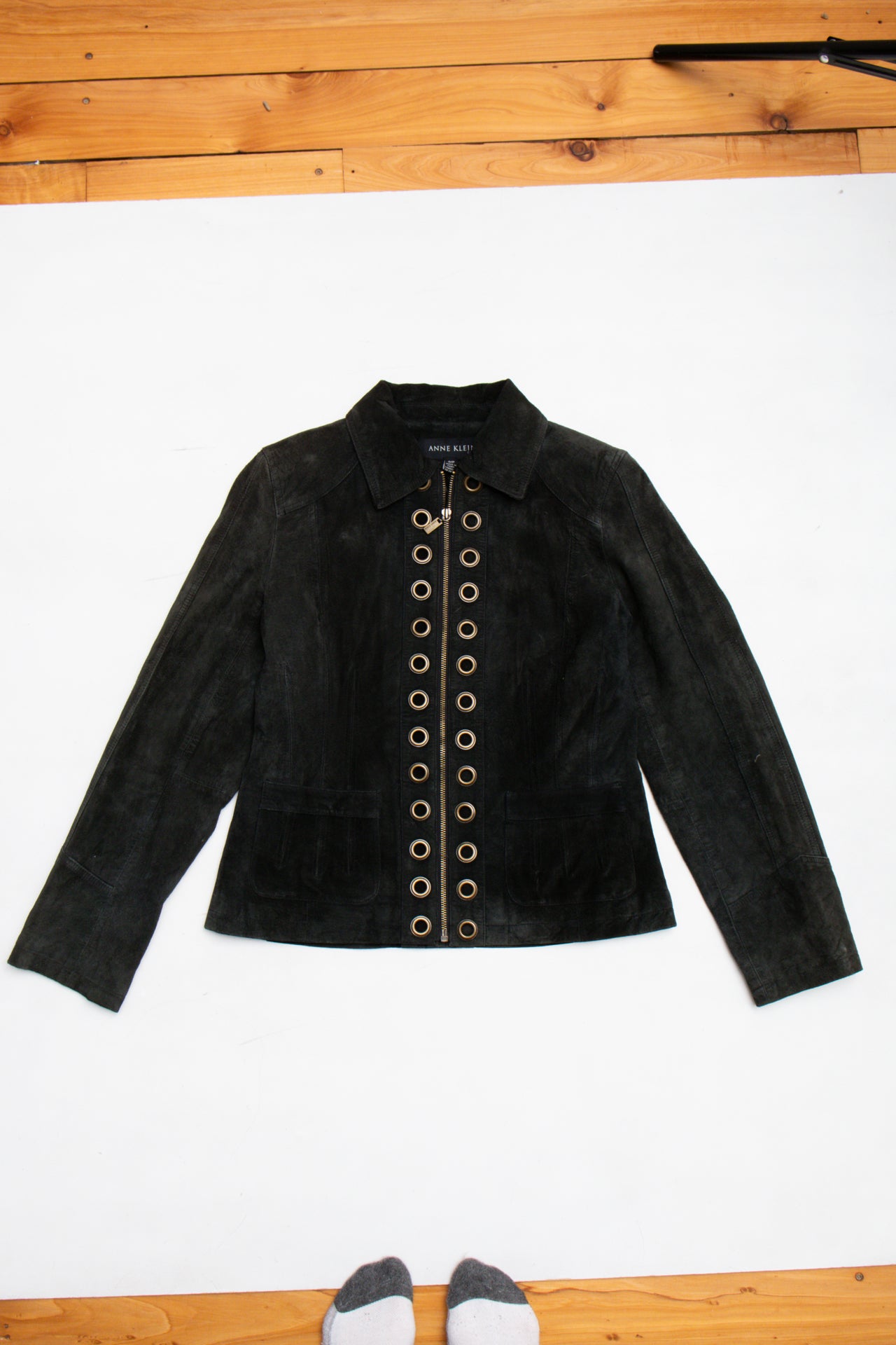 #103 Genuine suede eyelet zip jacket | Size 8 | C. 152