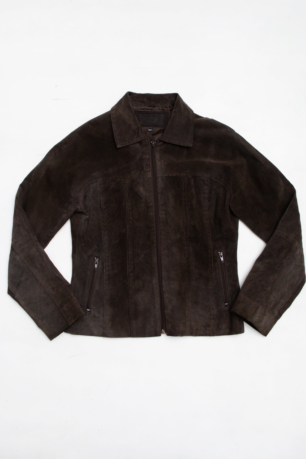 #105 Brown genuine suede zip jacket | C 151 | Size 6/8