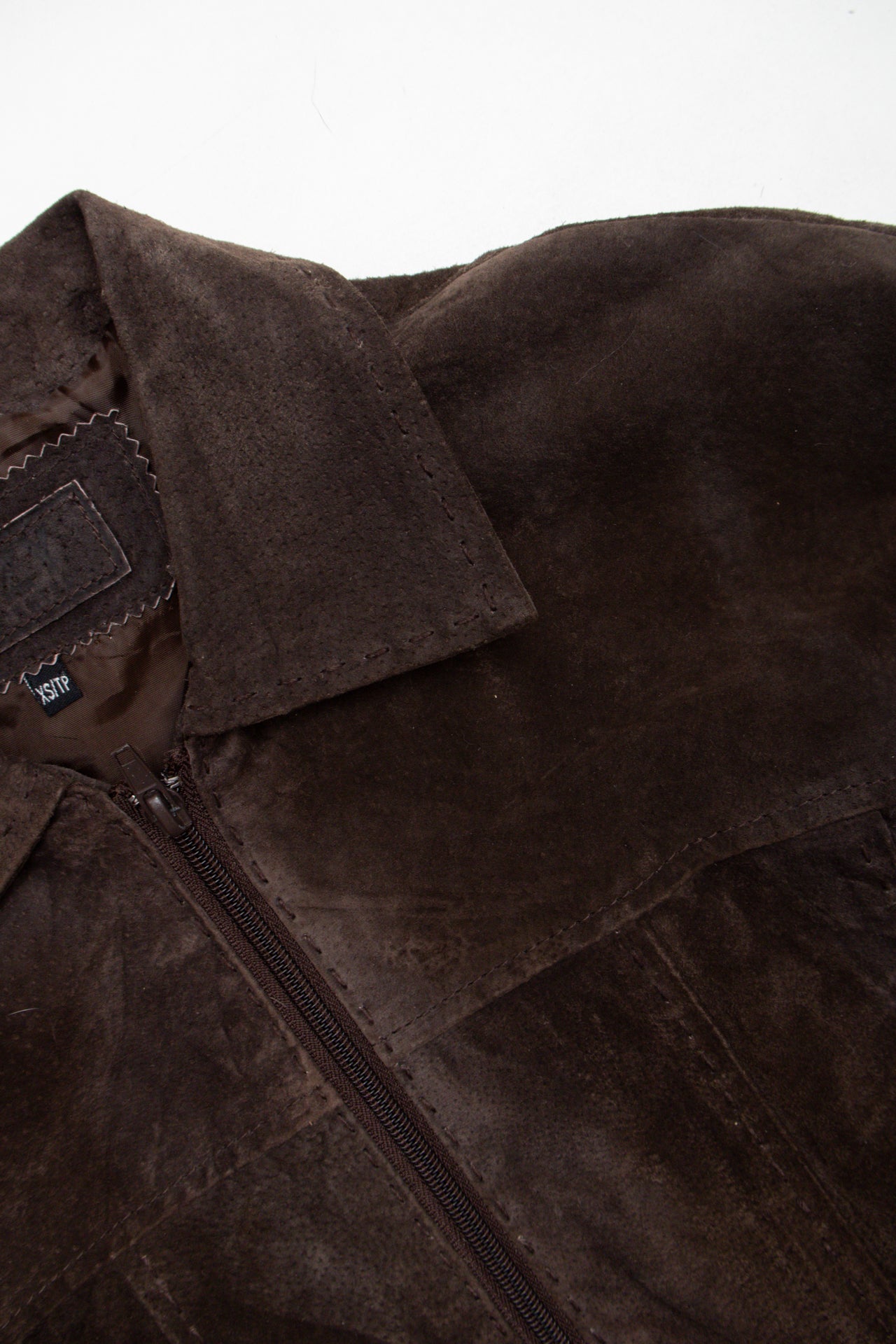 #105 Brown genuine suede zip jacket | C 151 | Size 6/8