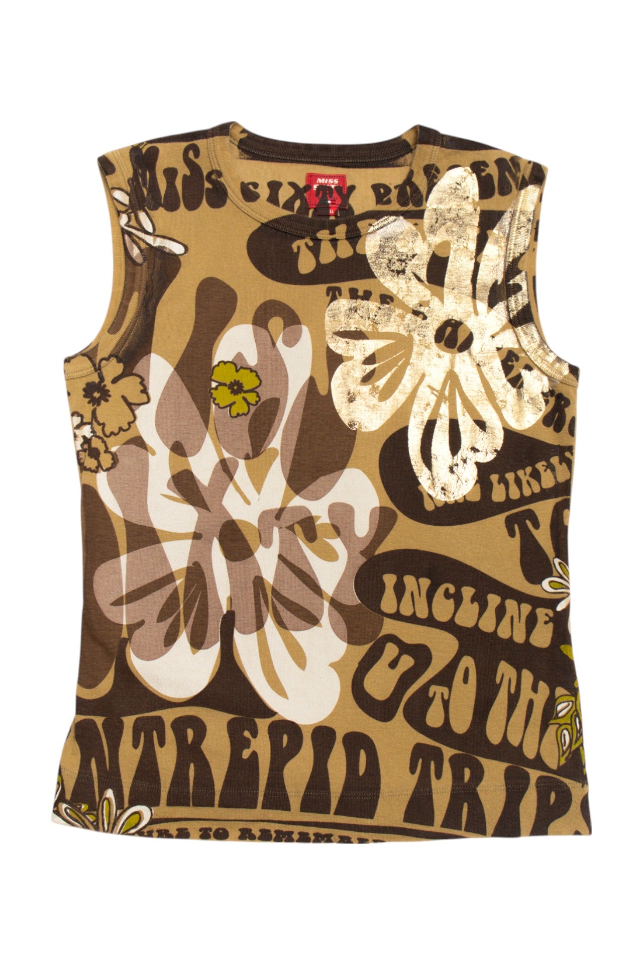 #226 Italian Miss Sixty brown graphic tank | c. 158 | size 10-12