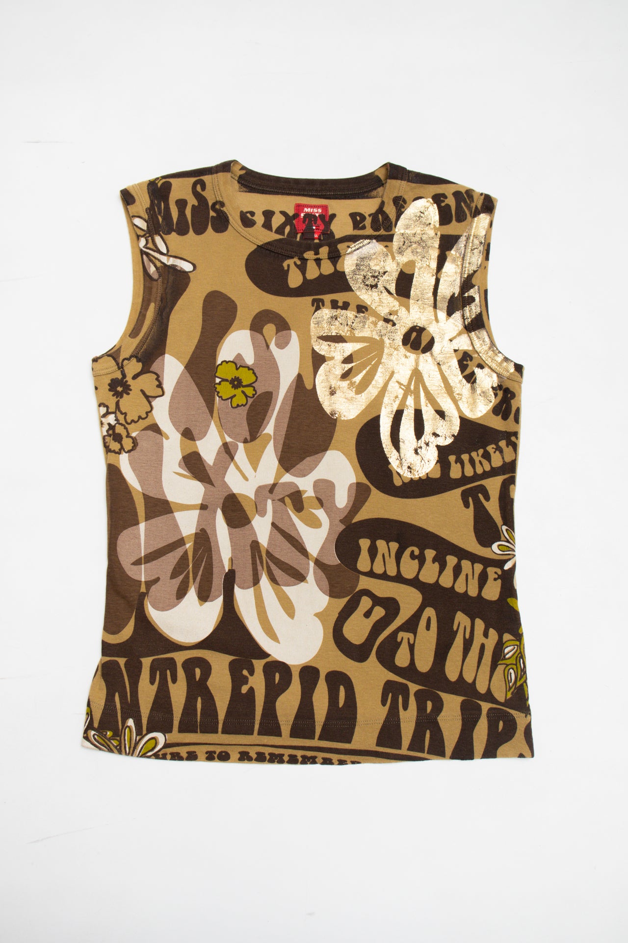#226 Italian Miss Sixty brown graphic tank | c. 158 | size 10-12