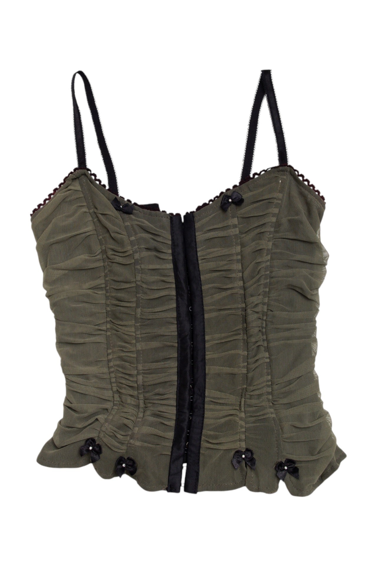 #227 GA green bow corset | c. 158 | size 8