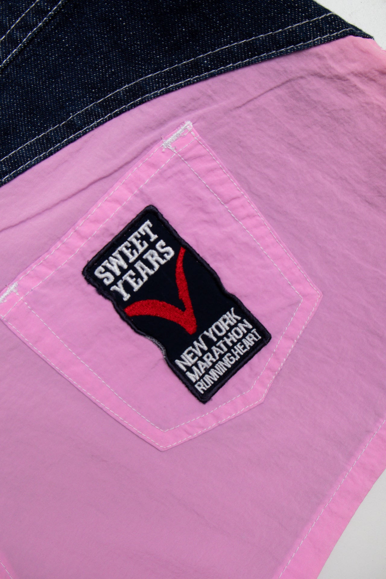 #113 Y2K Sweet Years pink/denim micro shorts | Size 8 | C. 152
