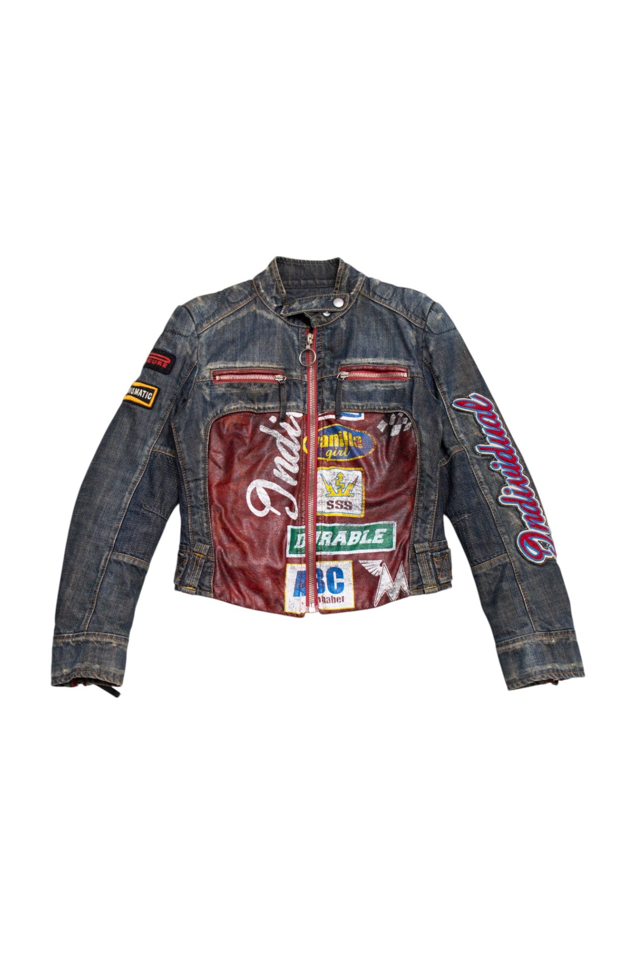 #231 Italian Miss Sixty graphic denim biker jacket (comes with matching pants) | c. 158 | size 10