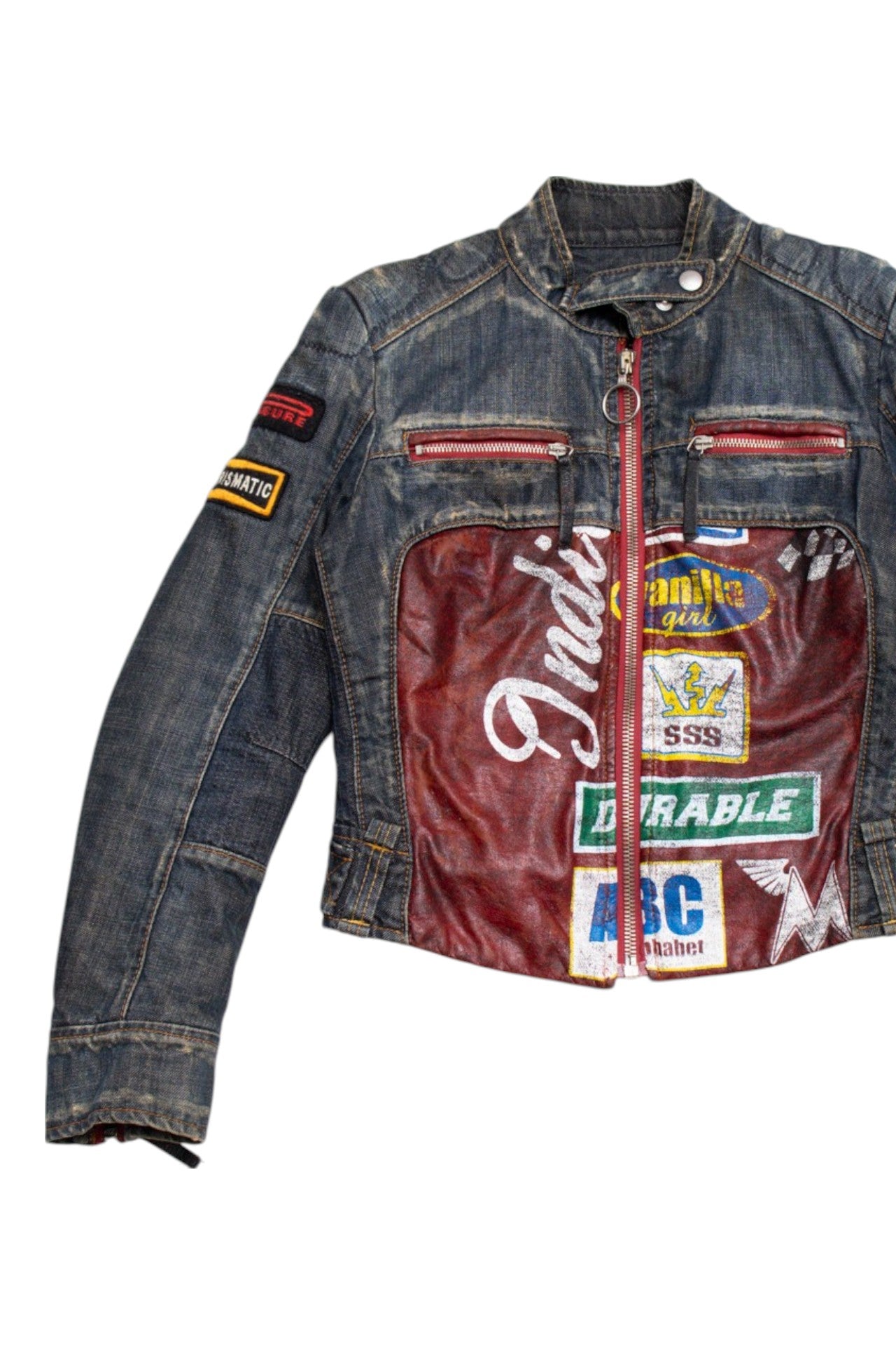#231 Italian Miss Sixty graphic denim biker jacket (comes with matching pants) | c. 158 | size 10