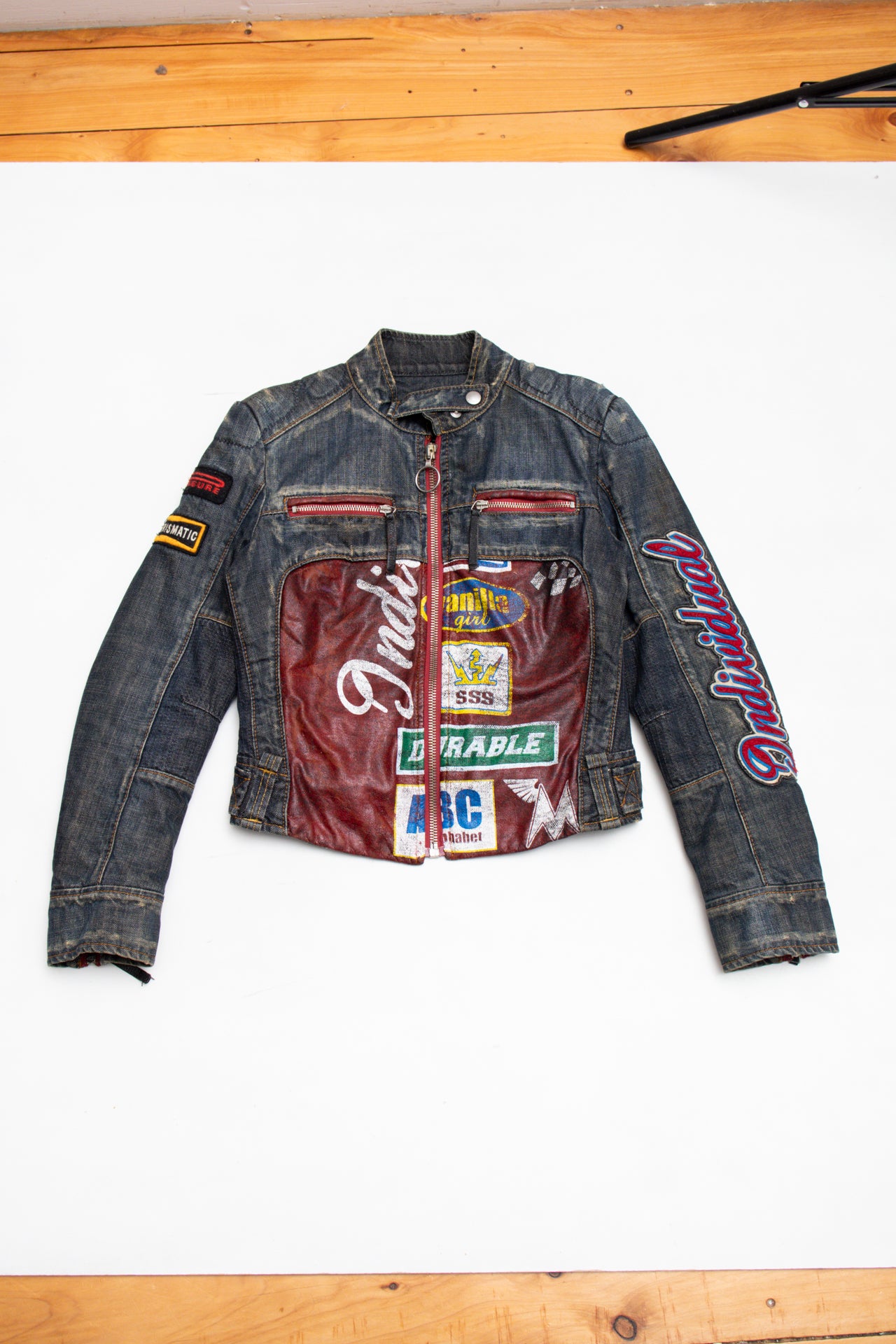 #231 Italian Miss Sixty graphic denim biker jacket (comes with matching pants) | c. 158 | size 10