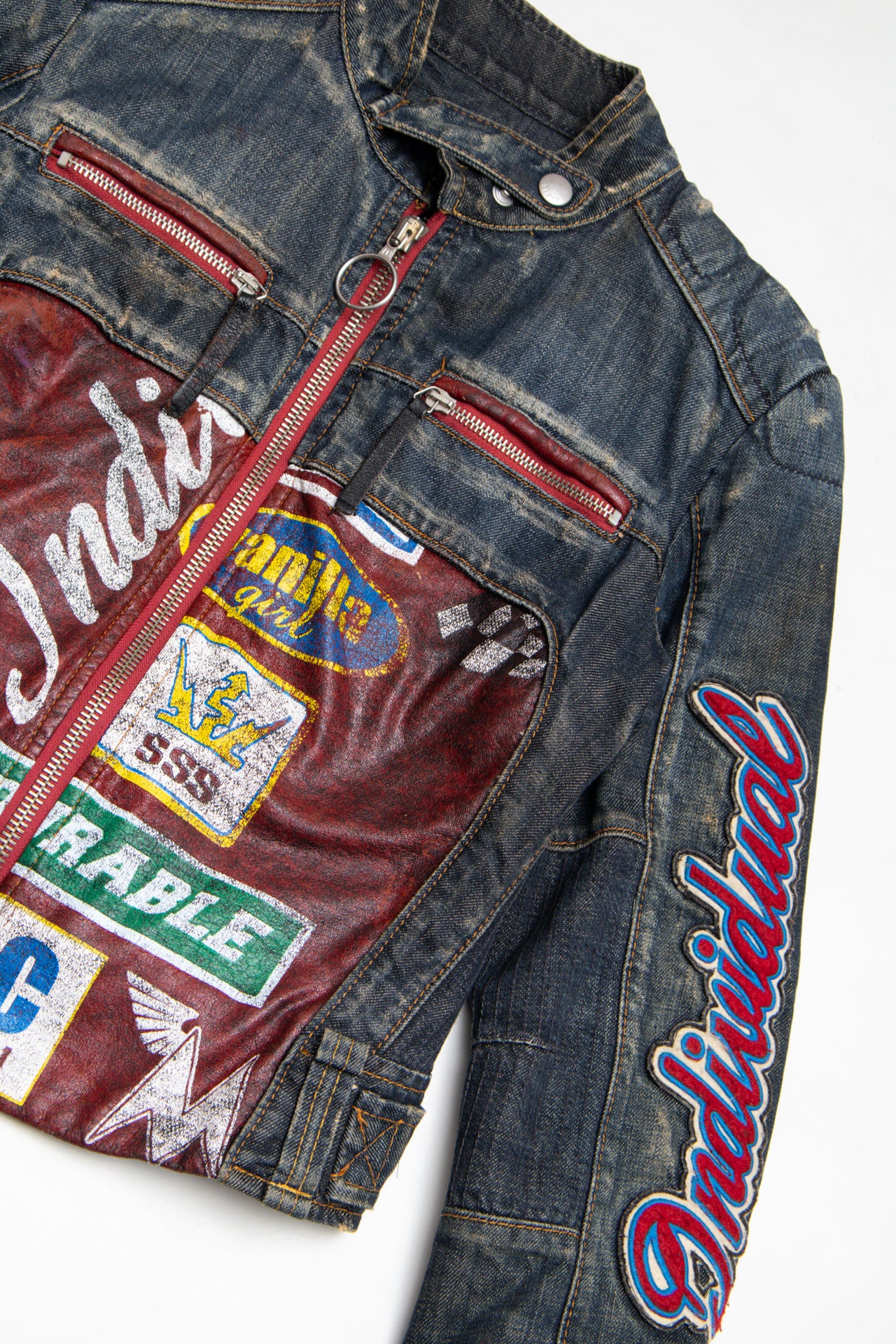 #231 Italian Miss Sixty graphic denim biker jacket (comes with matching pants) | c. 158 | size 10
