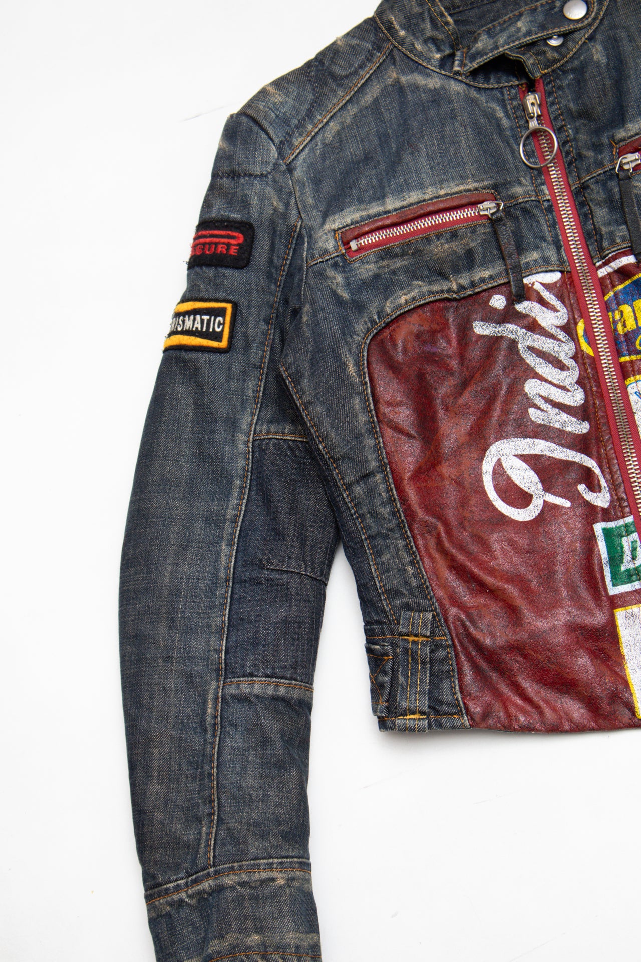 #231 Italian Miss Sixty graphic denim biker jacket (comes with matching pants) | c. 158 | size 10
