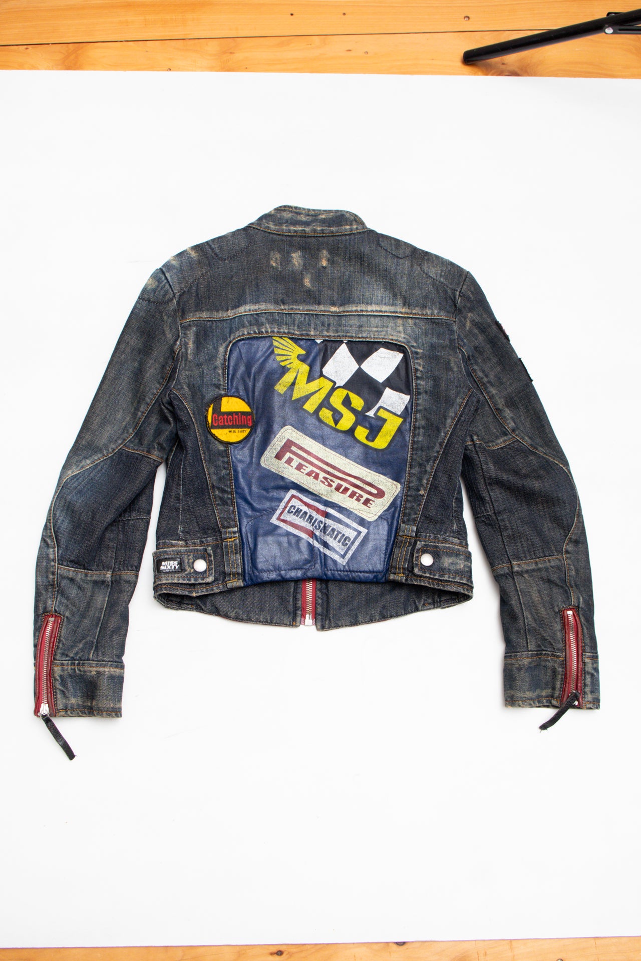 #231 Italian Miss Sixty graphic denim biker jacket (comes with matching pants) | c. 158 | size 10