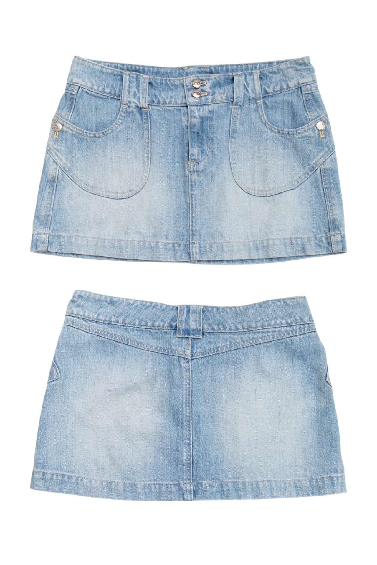 #235 Purr light-wash denim ini skirt | c. 158 | size 10