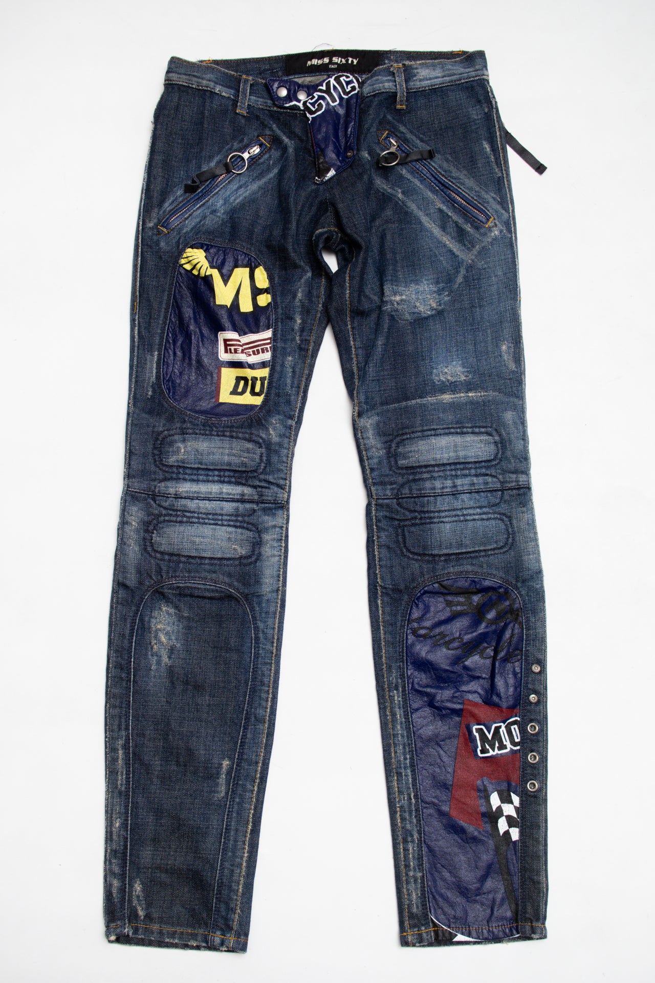 #231 Italian Miss Sixty graphic denim biker jacket (comes with matching pants) | c. 158 | size 10
