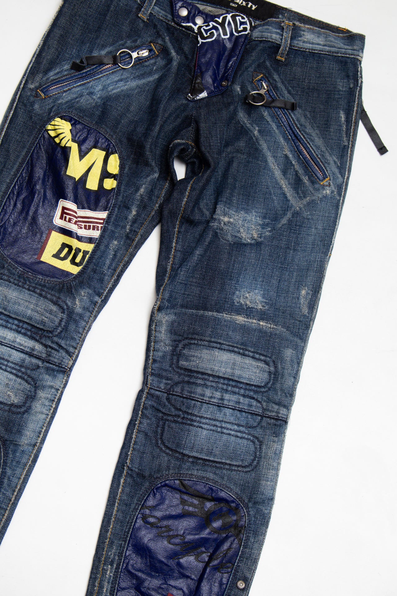 #231 Italian Miss Sixty graphic denim biker jacket (comes with matching pants) | c. 158 | size 10