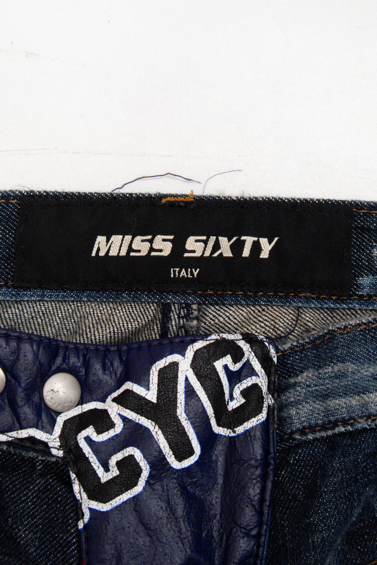 #231 Italian Miss Sixty graphic denim biker jacket (comes with matching pants) | c. 158 | size 10