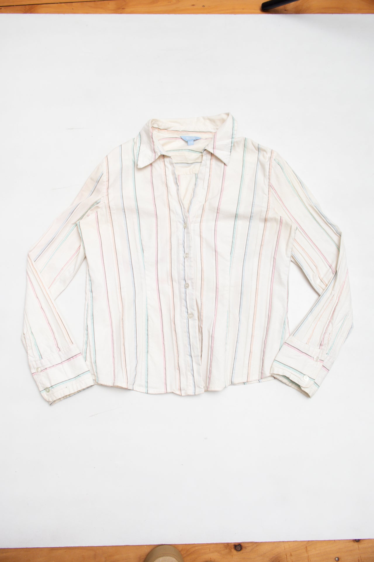 #265 Denver Hynes multi-colour pinstriped top | c. 158 | size 12