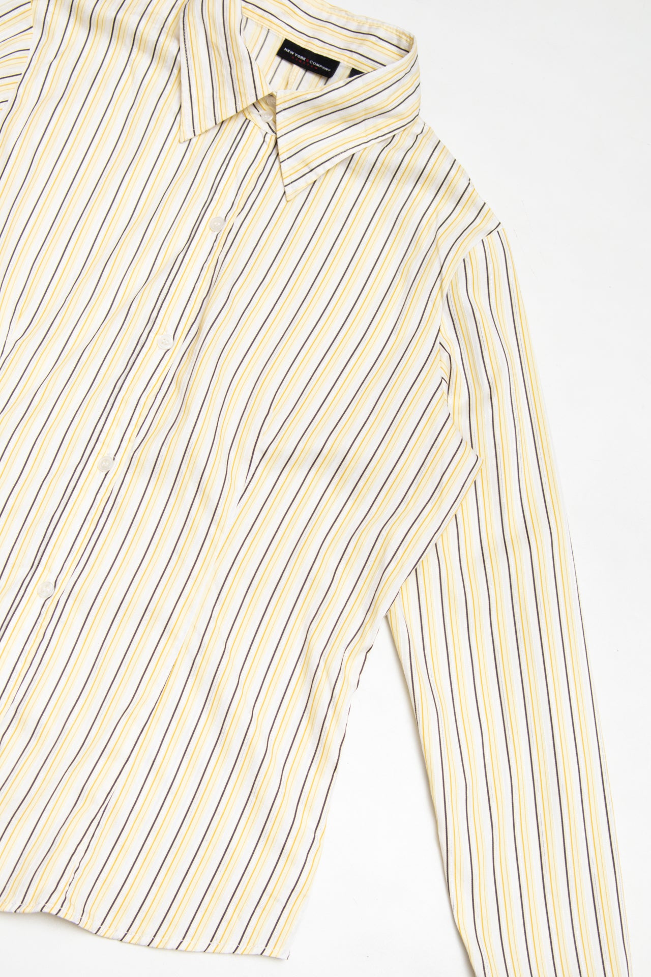 #266 New York & Company yellow pinstriped shirt | c. 158