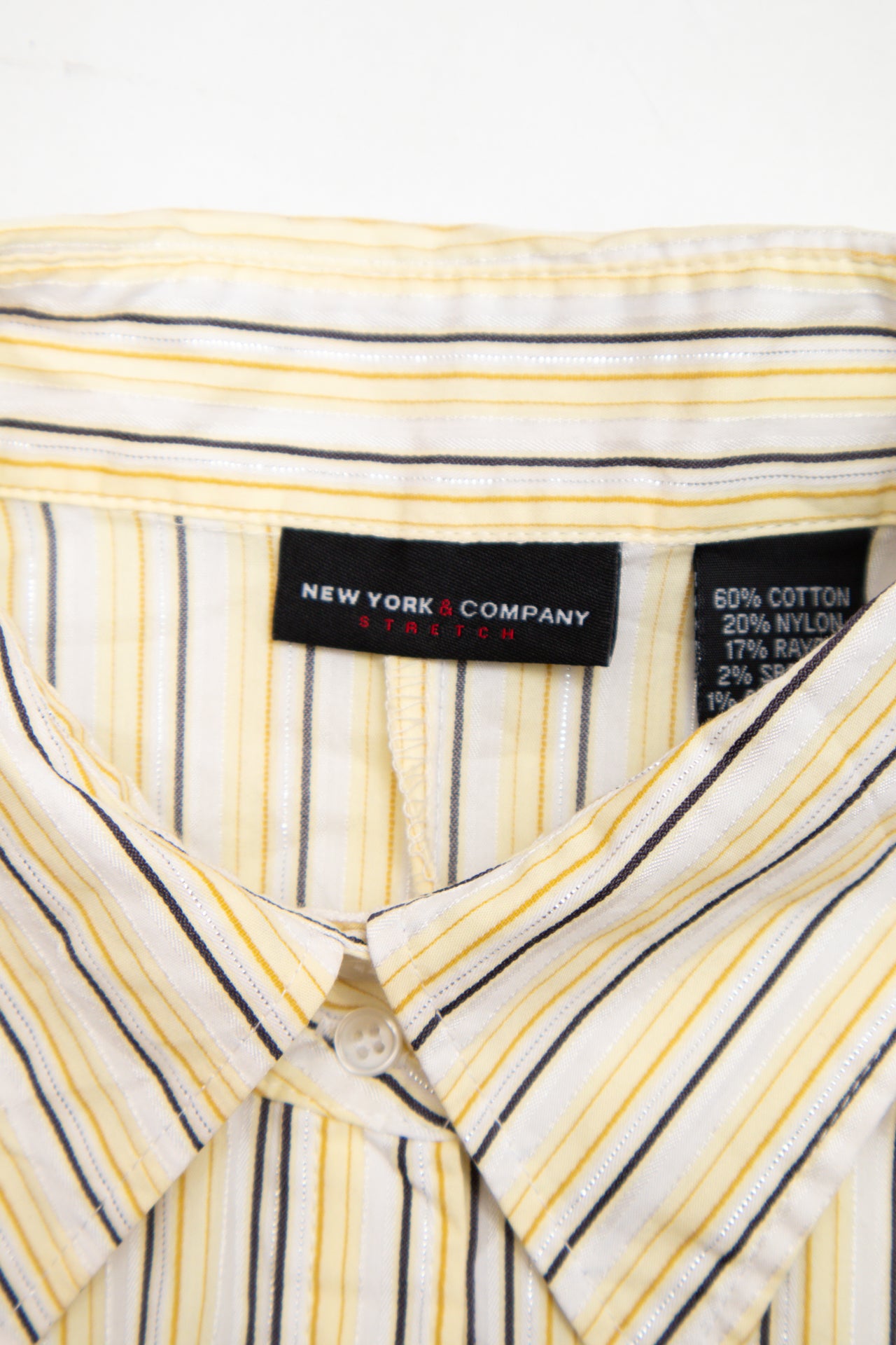 #266 New York & Company yellow pinstriped shirt | c. 158