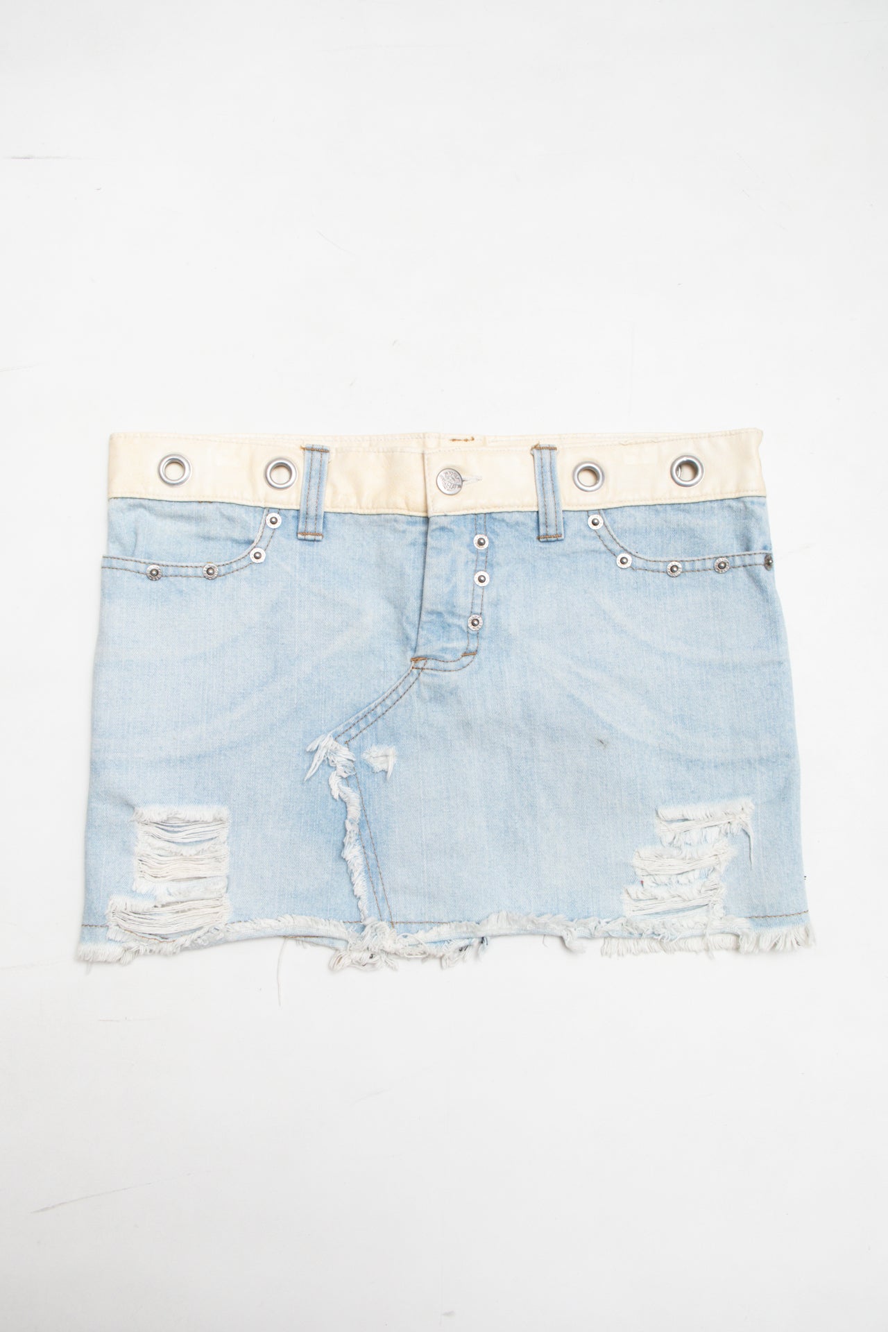 #275 Free Globe semi mini denim skirt | c. 158 | size 8