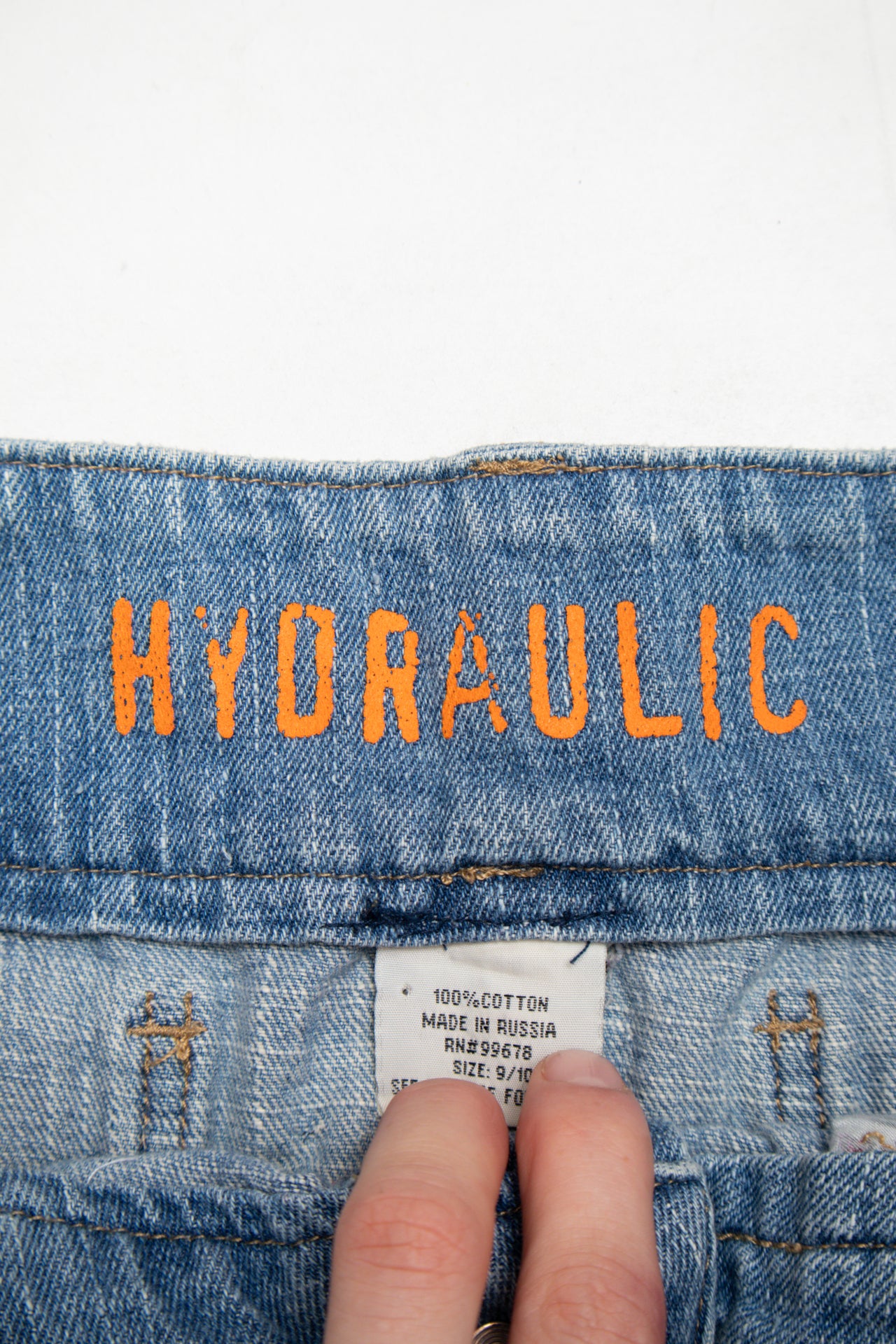 #276 Hydraulic denim mini skirt | c. 158 | size 8