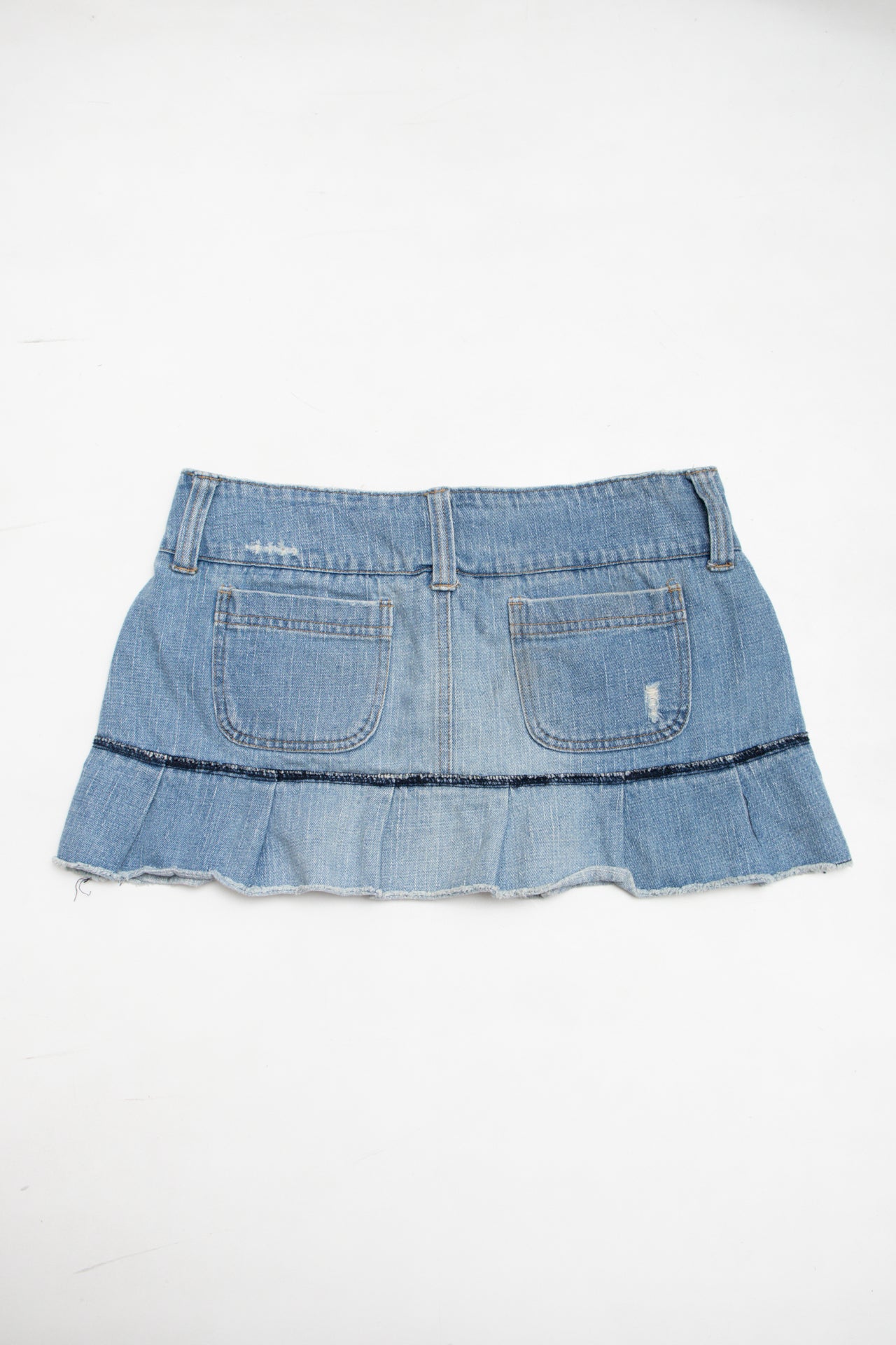 #276 Hydraulic denim mini skirt | c. 158 | size 8