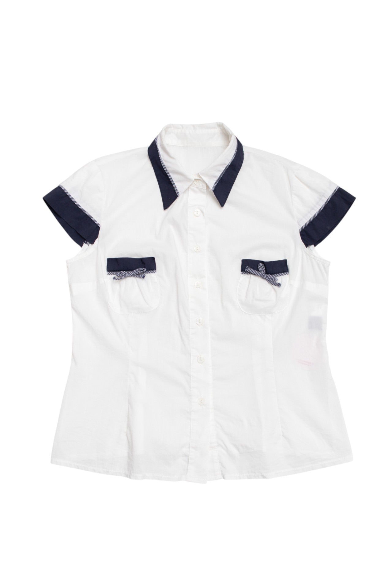 #18 Sabbado white/navy button down shirt | c. 159 | size 14