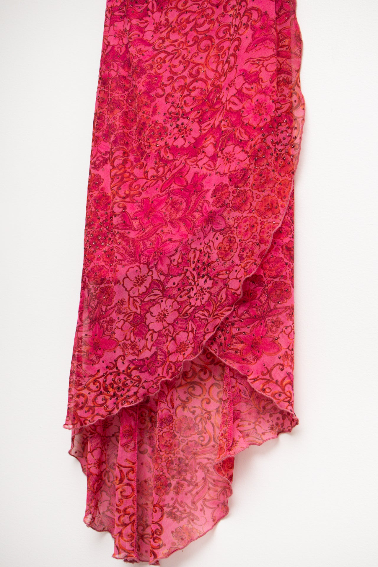 #147 USA pink floral mesh glitter strapless midi | Size 10 | C. 152