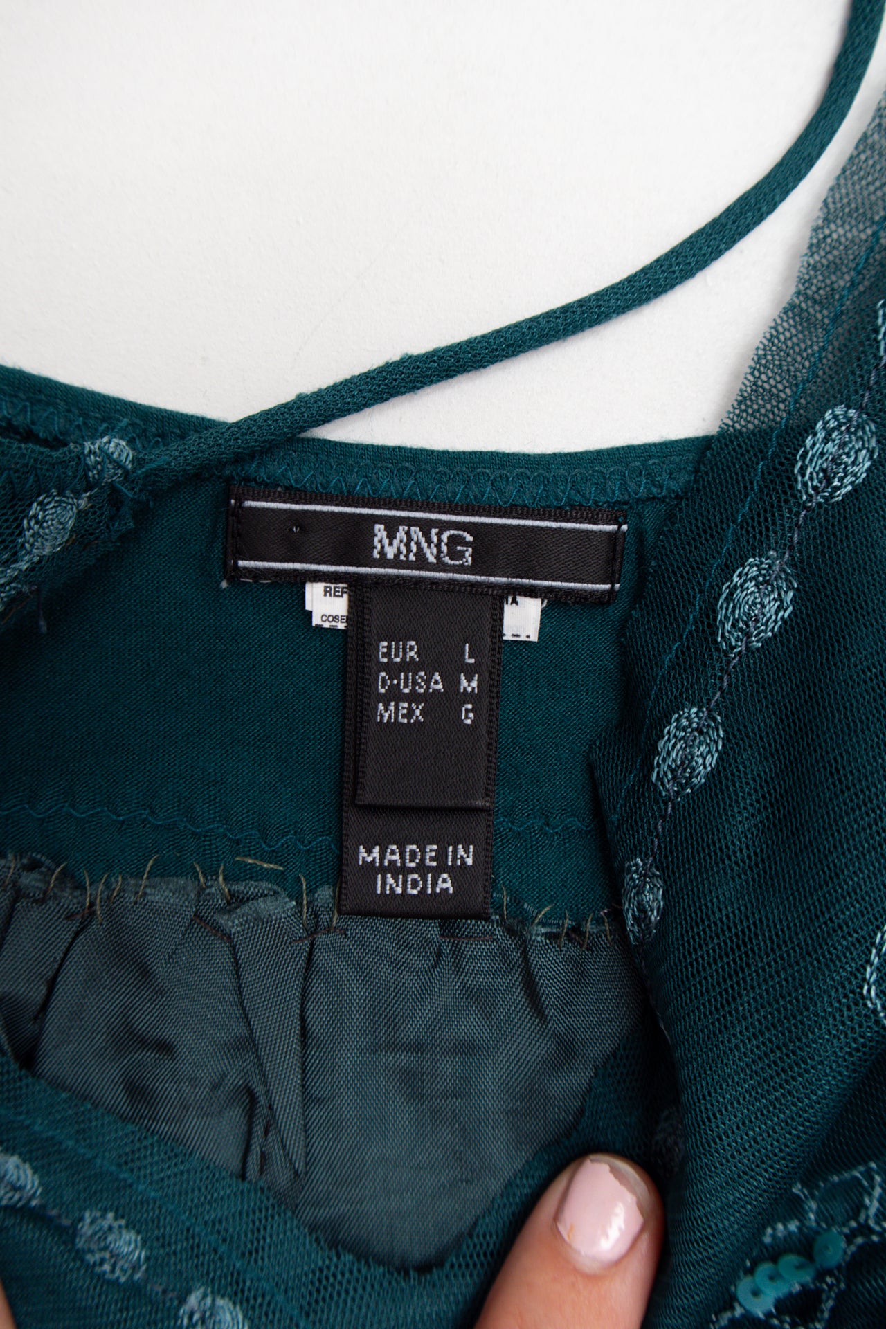 #152 Mango teal embellished mesh cami | Size 12 | C. 152