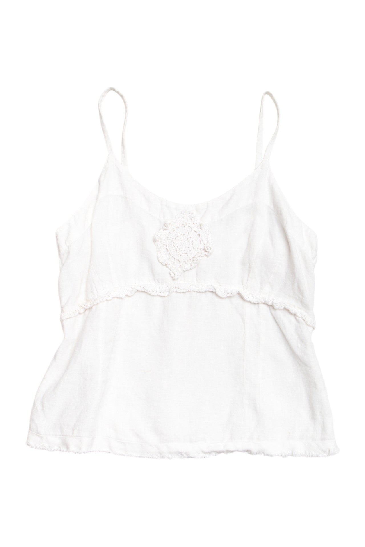 #154 Spanish linen cami w crochet detail | Size 10 | C. 152