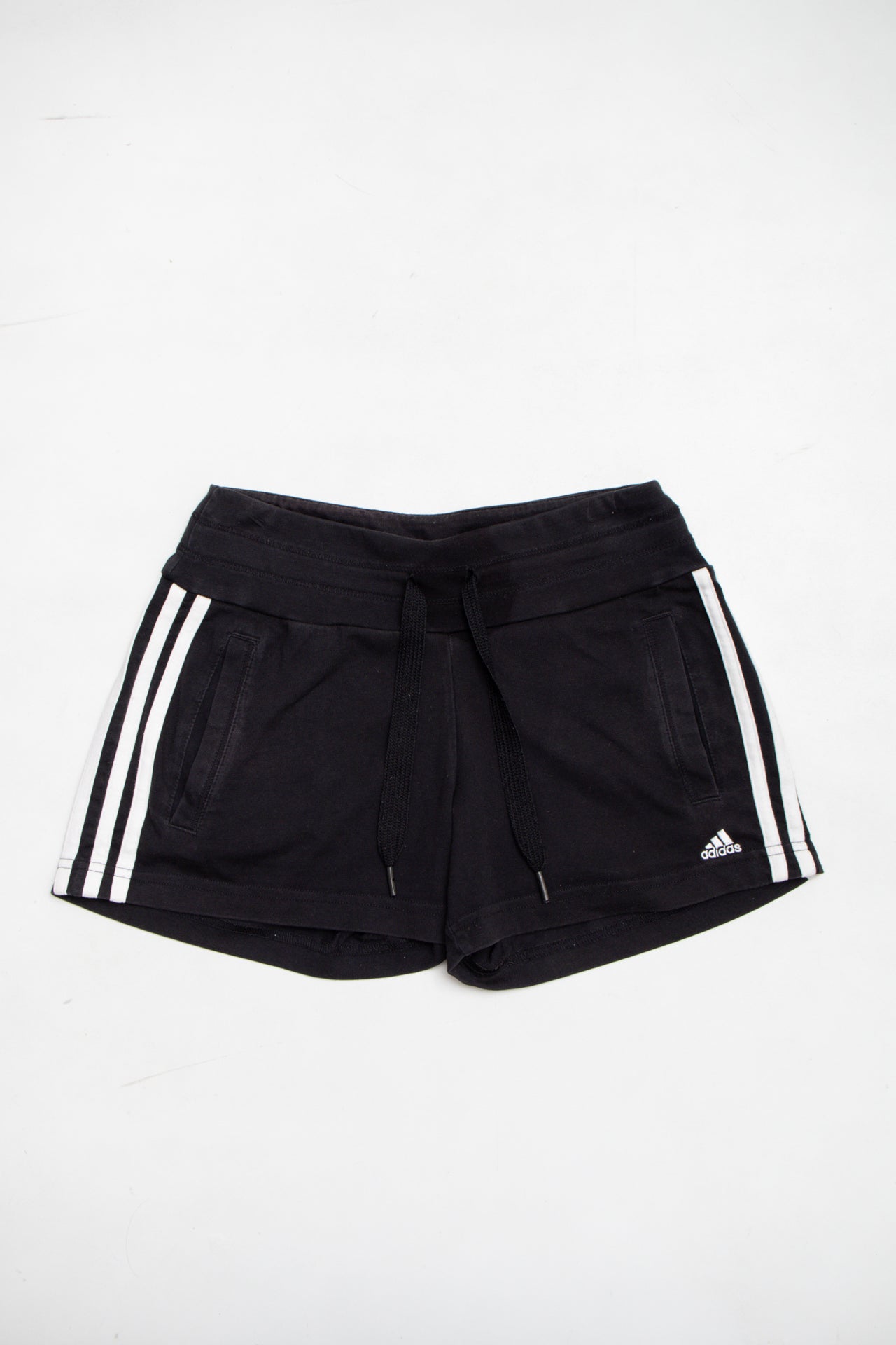 #161 Adidas Black (White Stripe) Mini Shorts | Size 6 | C. 152