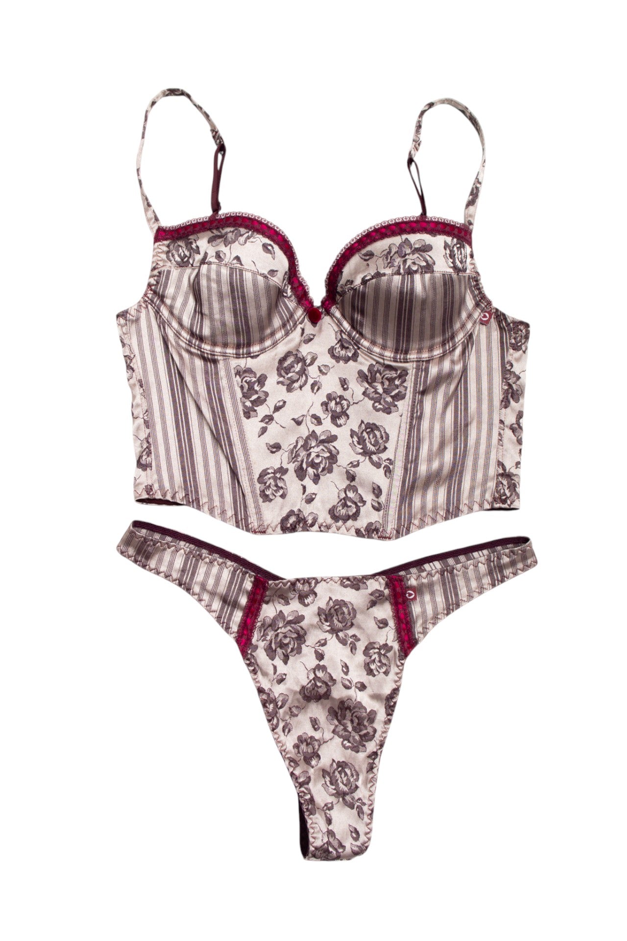 #59 Morgan rose pinstripe intimate set | c. 159 | size 10B/8