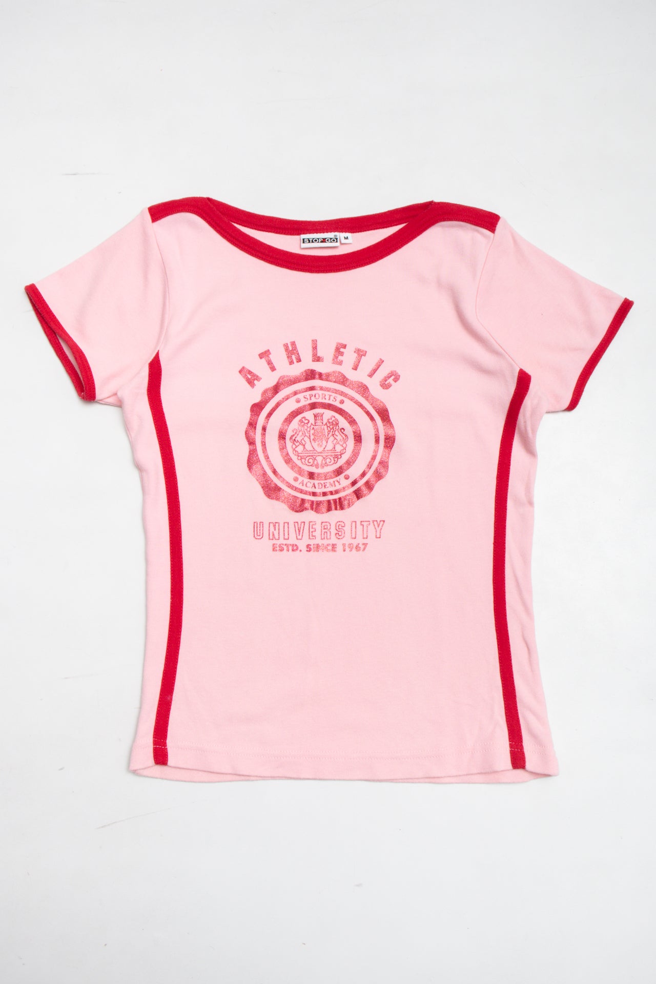 #61 Stop + Go pink/red glitter baby tee | c. 159 | size 12