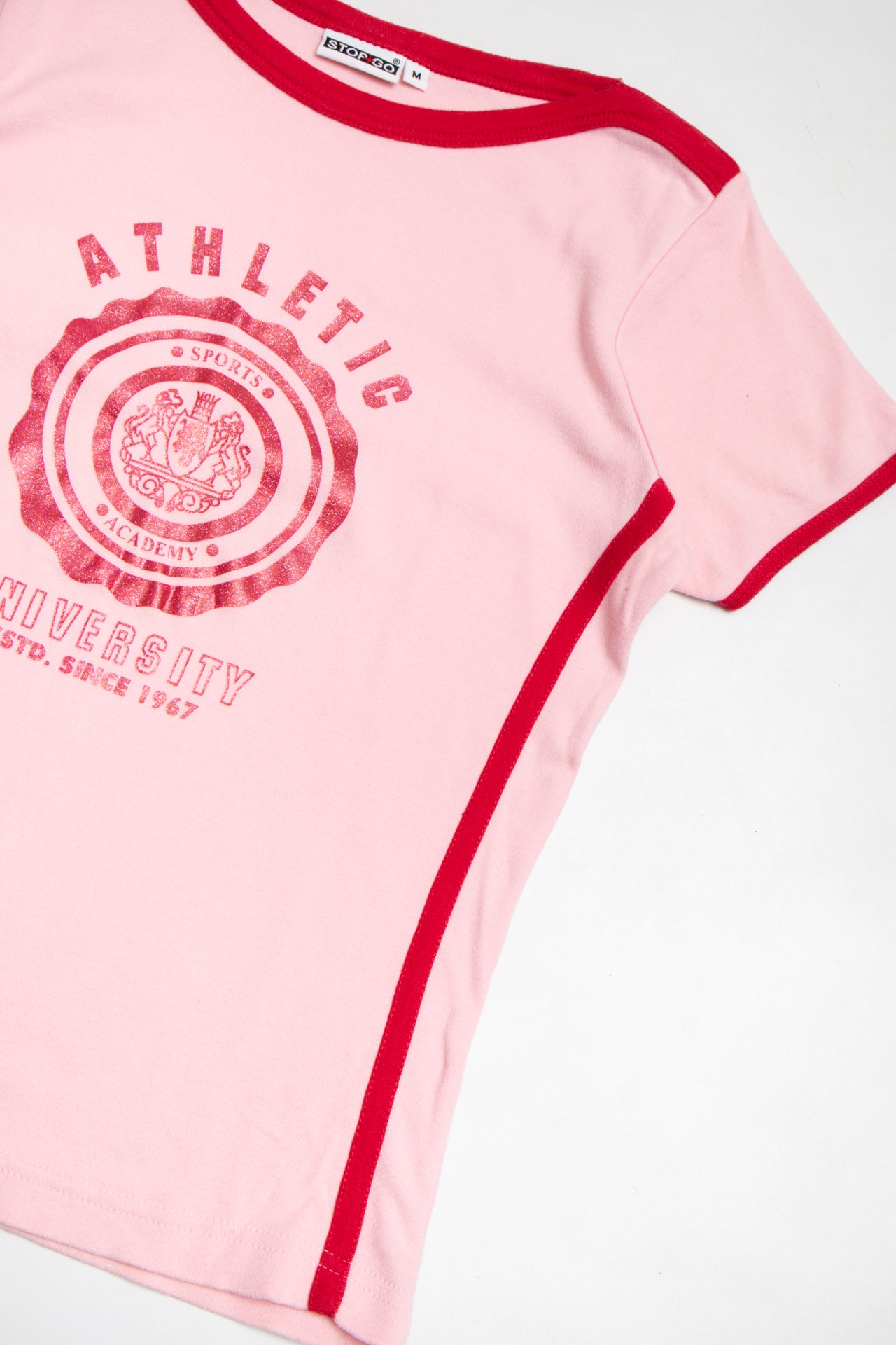#61 Stop + Go pink/red glitter baby tee | c. 159 | size 12