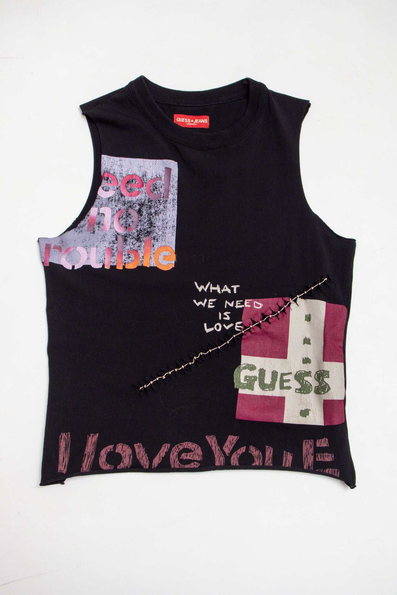 #81 Guess distress stitch Love tank | c. 159 | size 8
