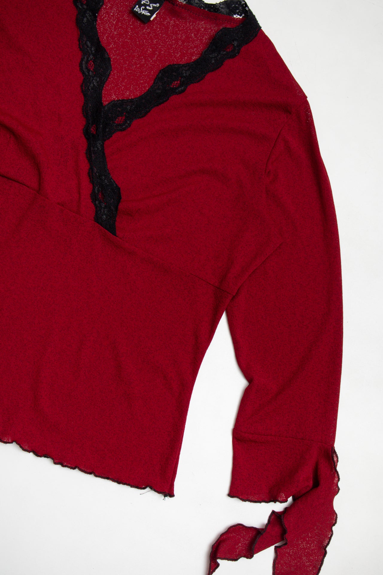 #85 Mesh lace trim flowy top | c. 159 | size 14