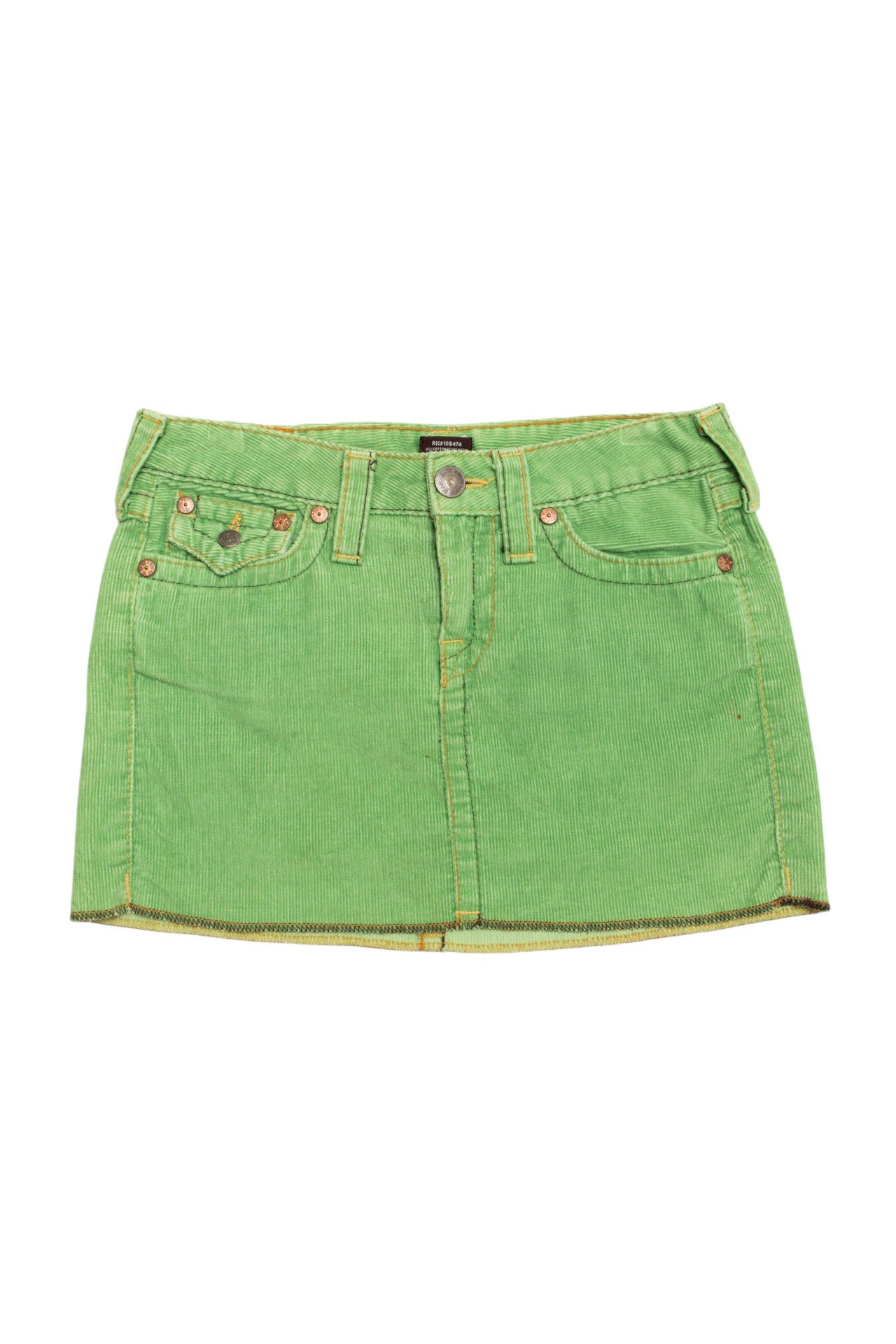 #122 Green Corduroy True Religion mini skirt | c. 159 | size 6