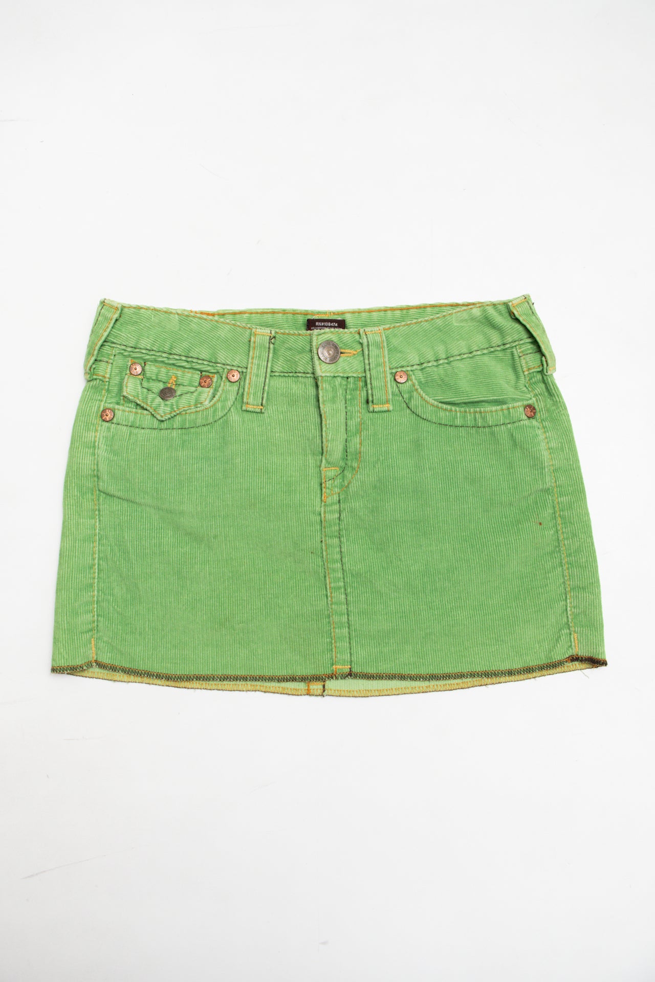 #122 Green Corduroy True Religion mini skirt | c. 159 | size 6