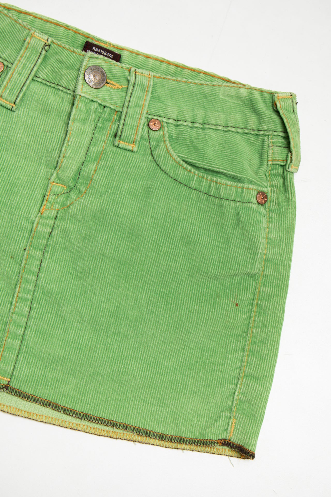 #122 Green Corduroy True Religion mini skirt | c. 159 | size 6