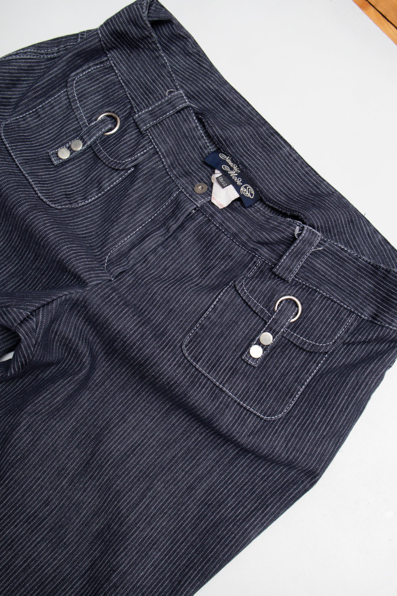 #184 Pinstripe flared jeans | Size 12 | C. 152