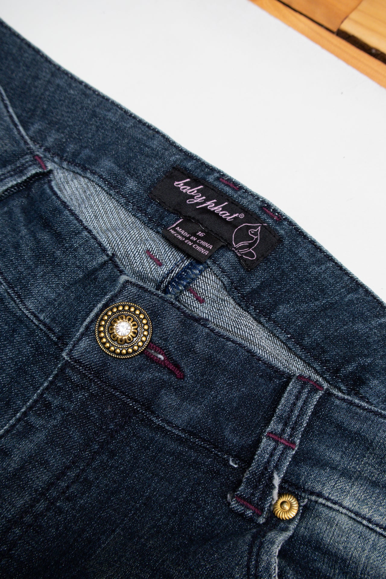 #188 Baby Phat purple diamante logo flared jeans | Size 18 | C. 152