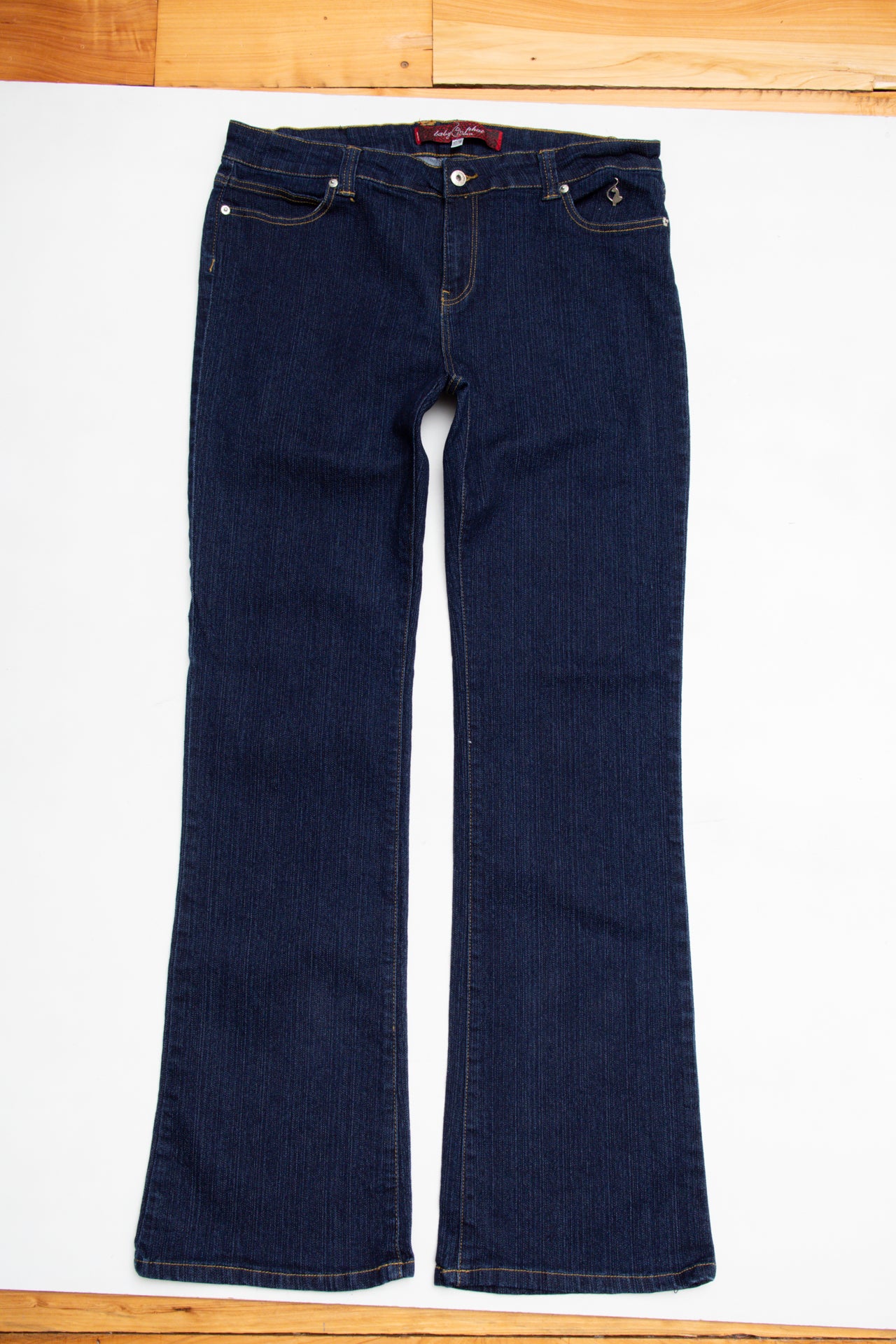 #189 Y2K Baby Phat diamante embroidered dark denim flares | Size 18/20 | C. 152