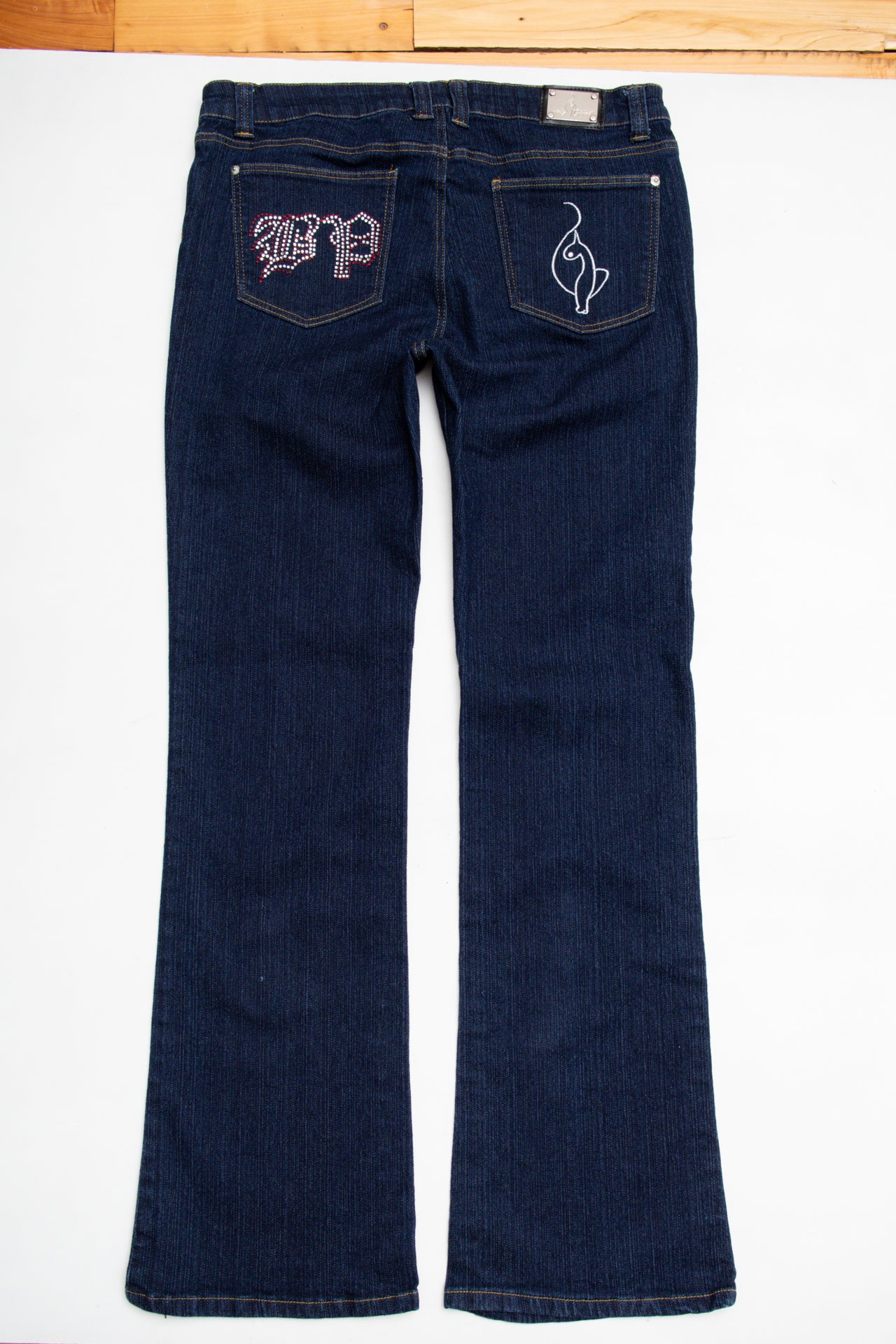 #189 Y2K Baby Phat diamante embroidered dark denim flares | Size 18/20 | C. 152
