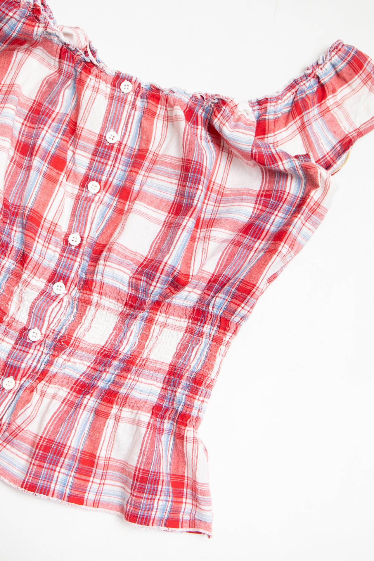#199 Atmosphere plaid red/blue top | c. 159 | size 10/12