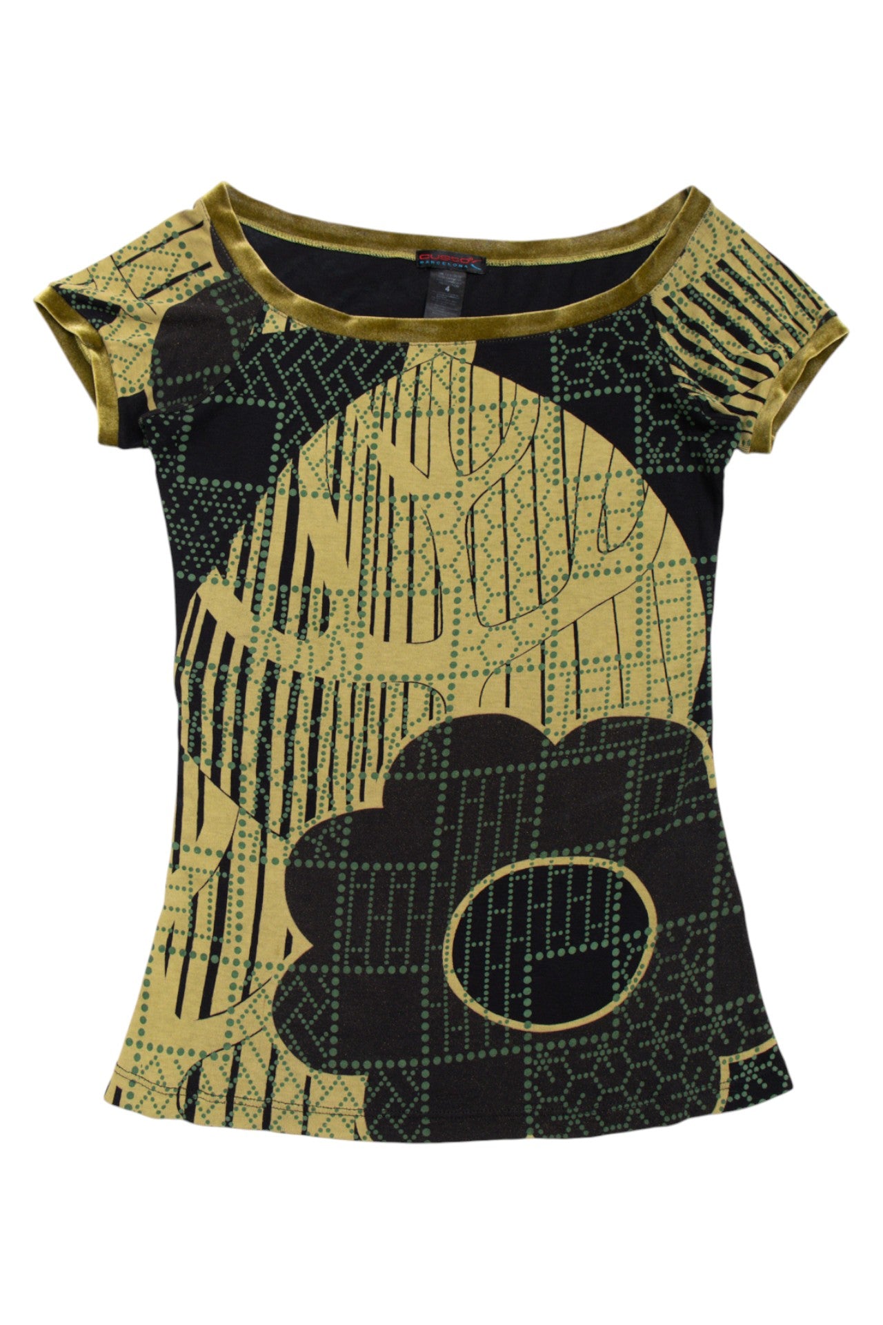#219 Custo green cow-neck tee | c. 159 | size 10