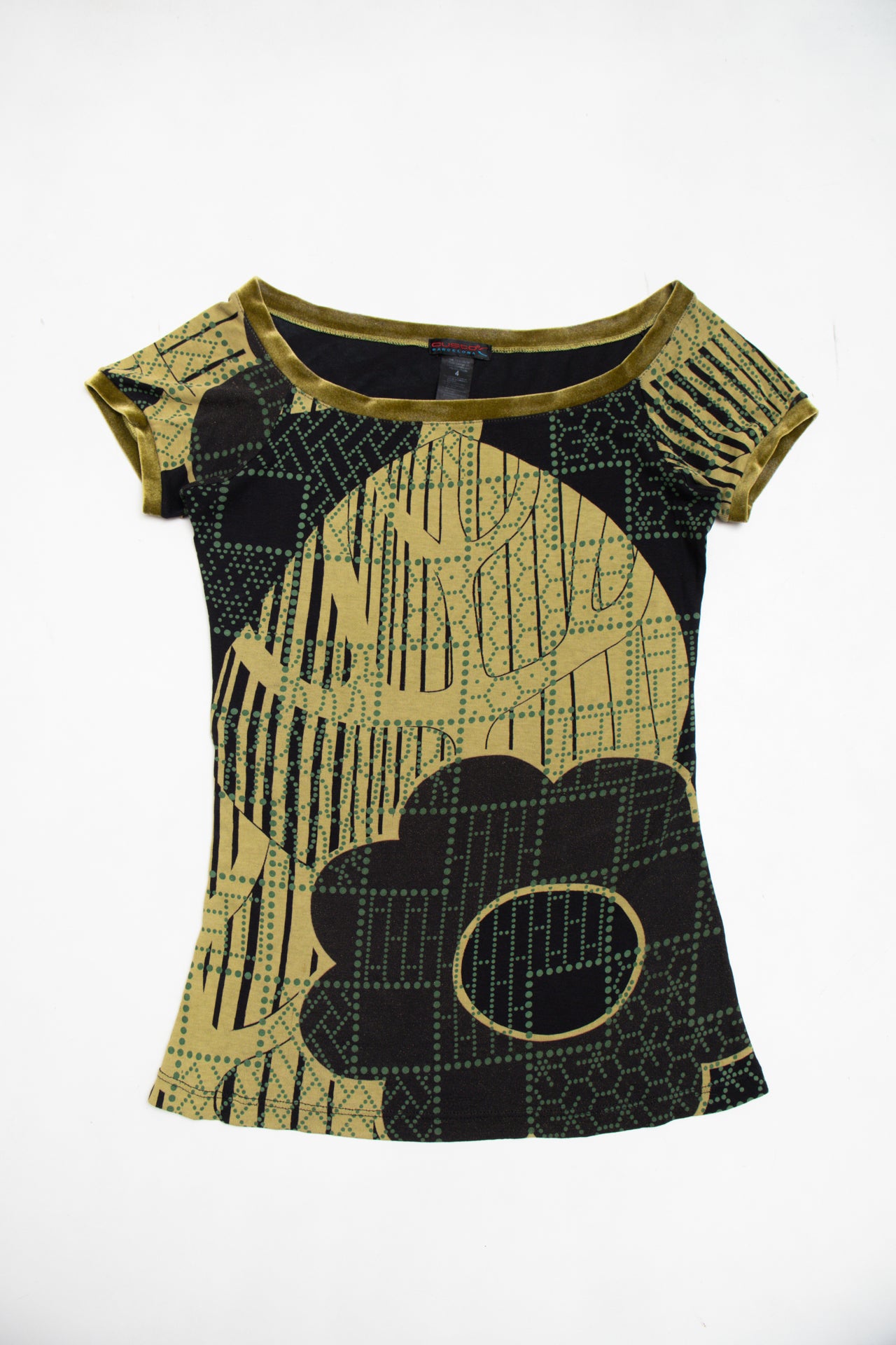 #219 Custo green cow-neck tee | c. 159 | size 10