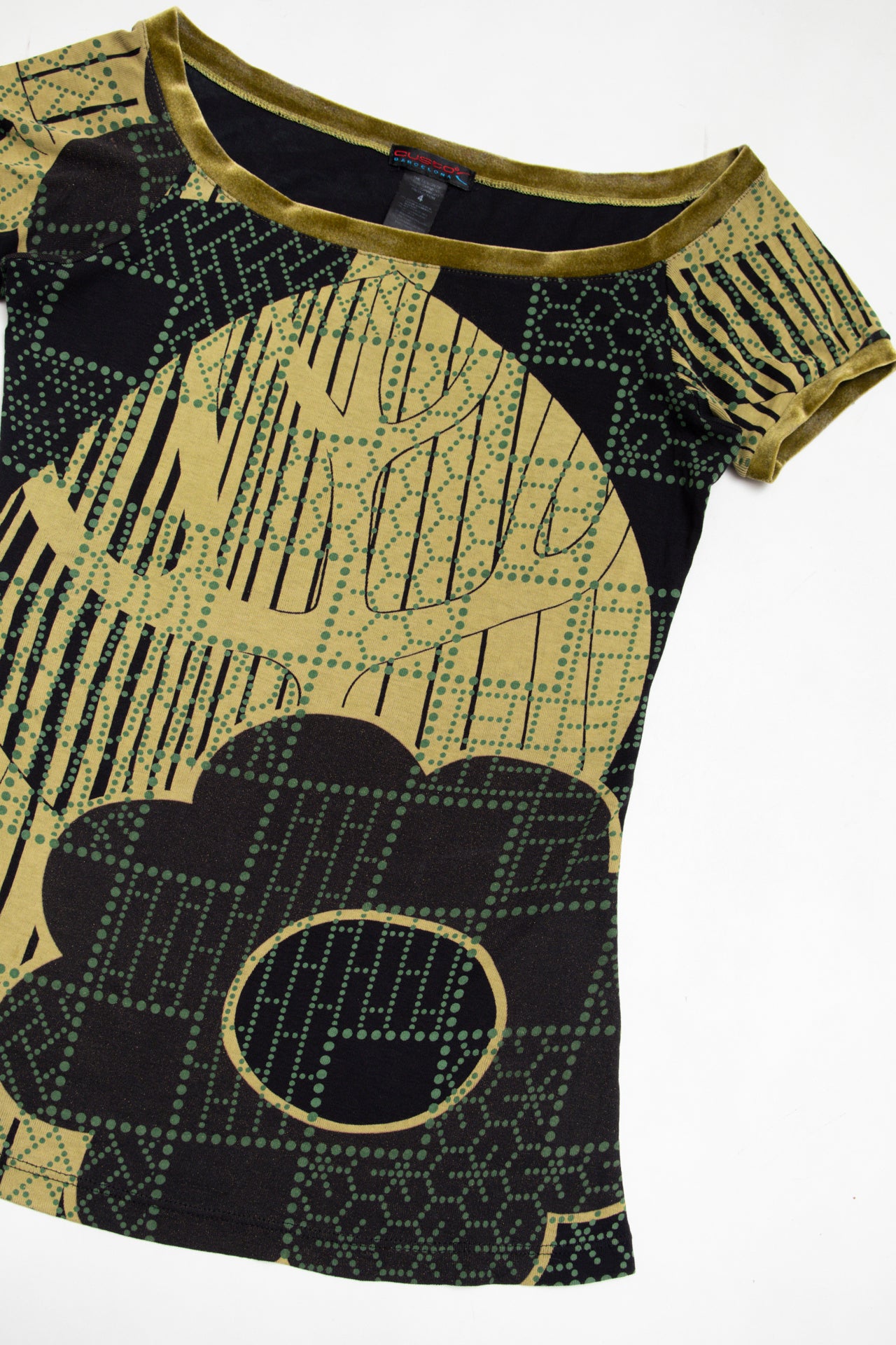 #219 Custo green cow-neck tee | c. 159 | size 10