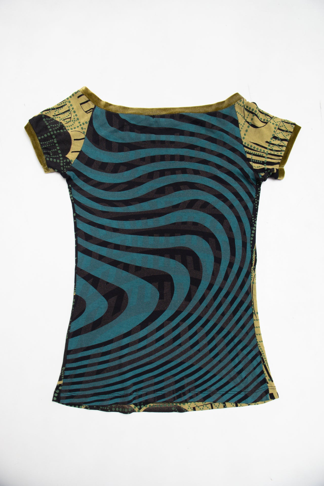 #219 Custo green cow-neck tee | c. 159 | size 10