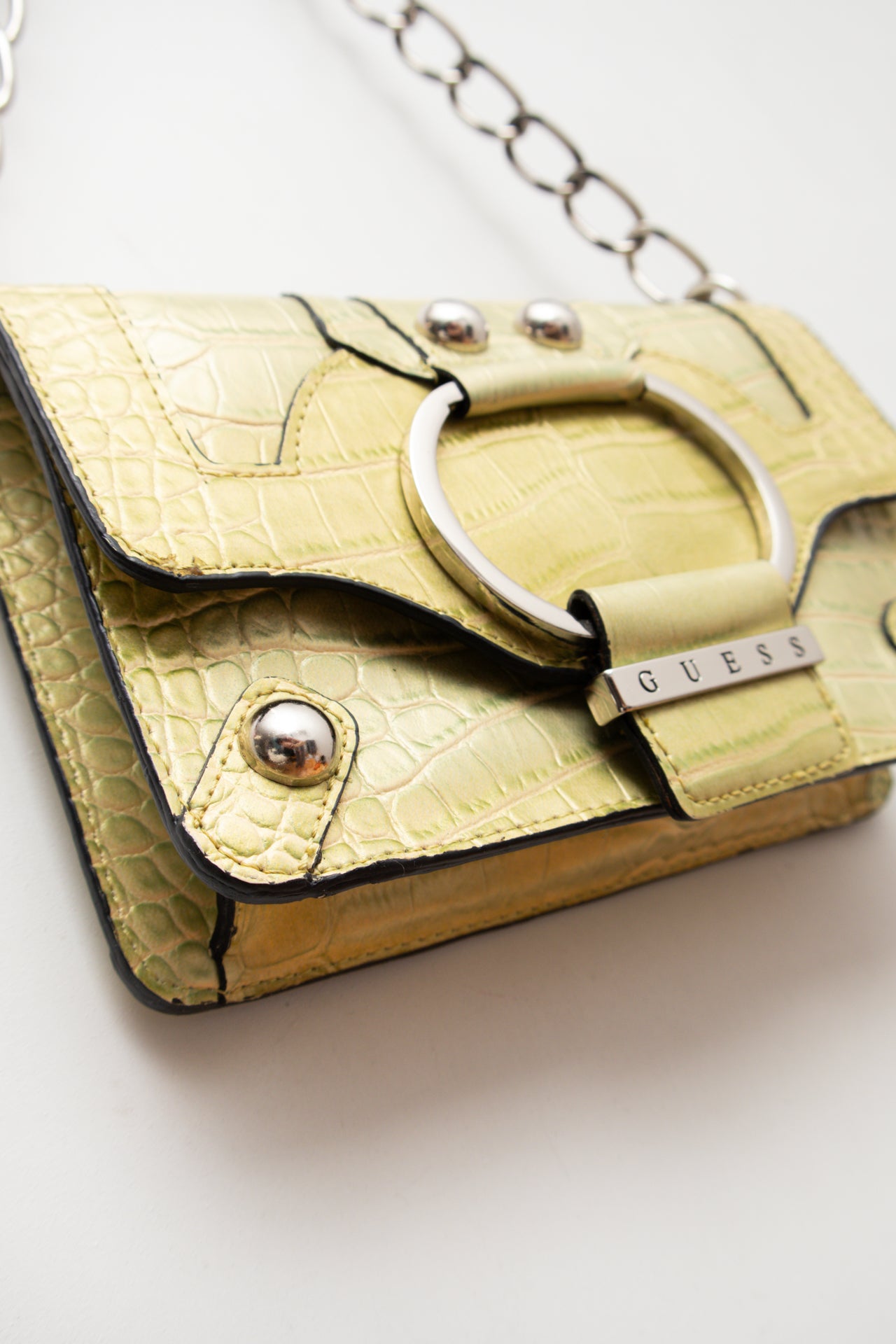 #252 Crocodile print *green guess bag | c. 159