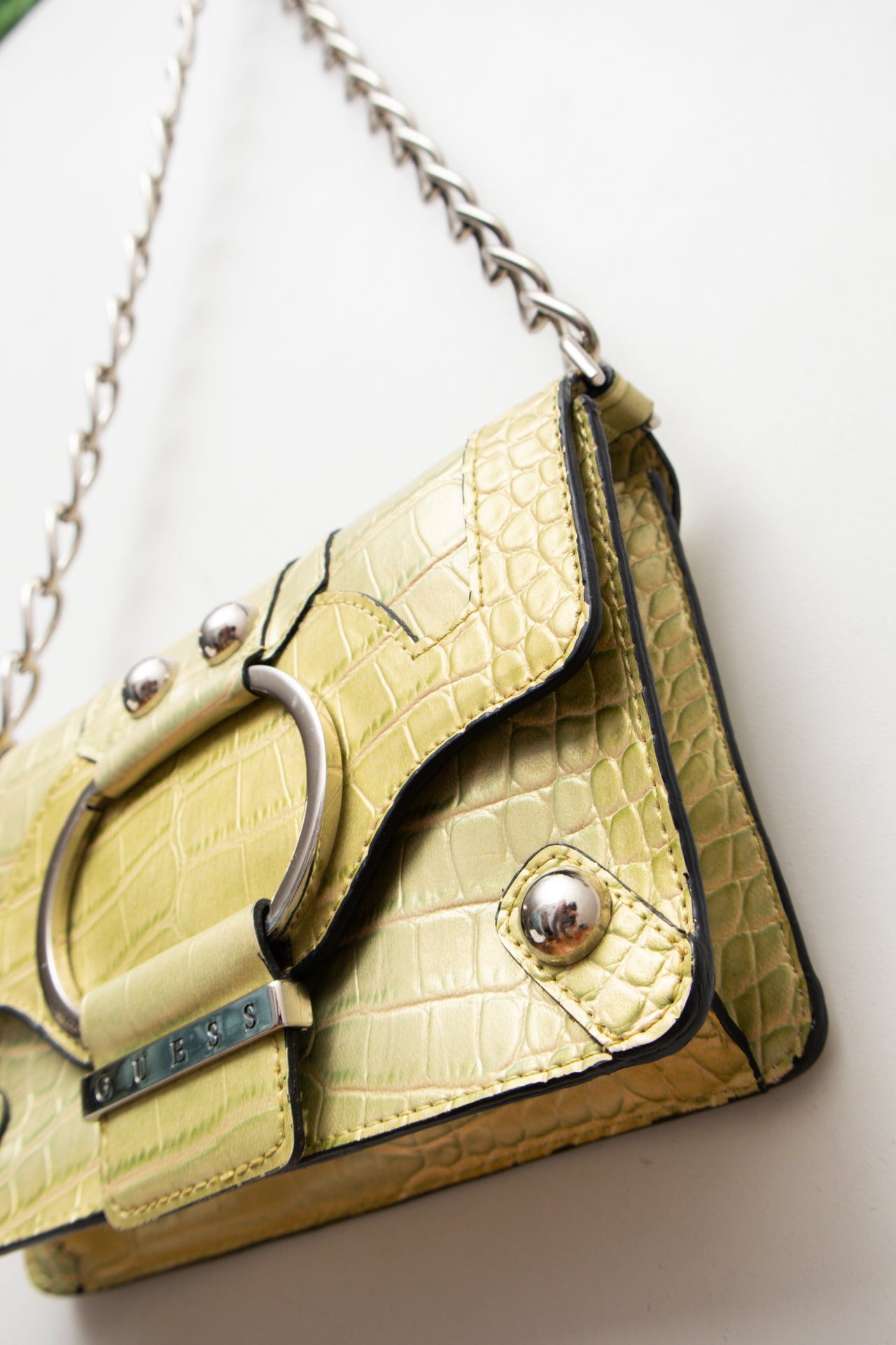#252 Crocodile print *green guess bag | c. 159